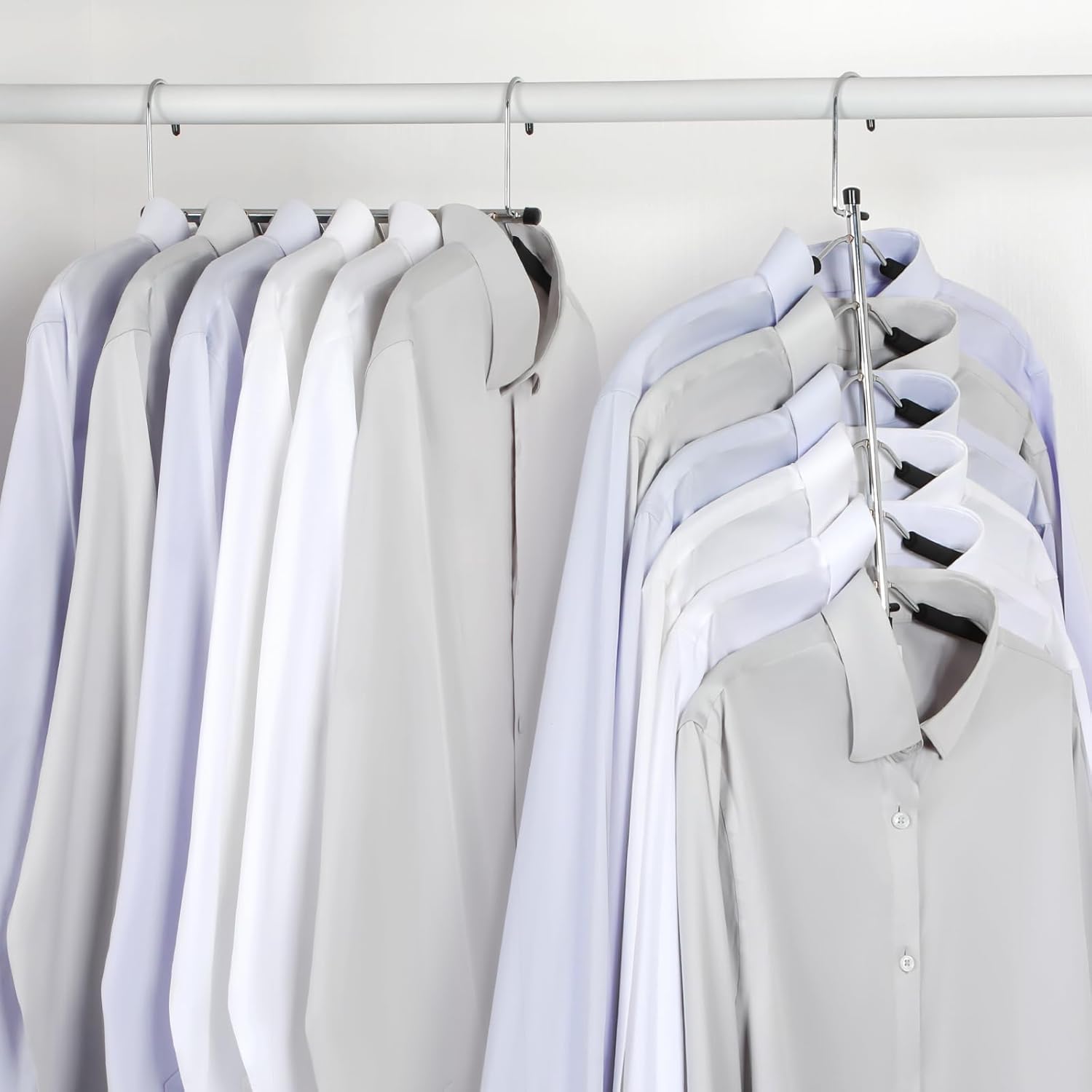 TOPIA HANGER Clothes Hanger Space Saving, 6 Tier Shirt Coat Hangers Space Saving No Bump Shoulder Hangers with No Slip Foam Padded Hangers Closet Organizers and Storage for Men and Women 2 Pack-CT64B - Image 7