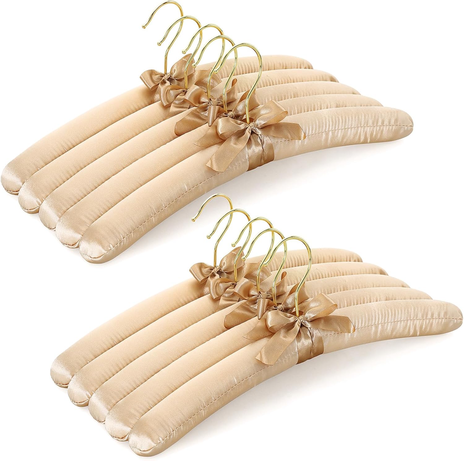 TOPIA HANGER Padded Hangers for Women Clothing, 10-Pack Thick Foam Padded Satin Hangers No Shoulder Bump for Sweaters, Coat, Blouses, Dresses (Champagne Gold), CT18CP10 - Image 1