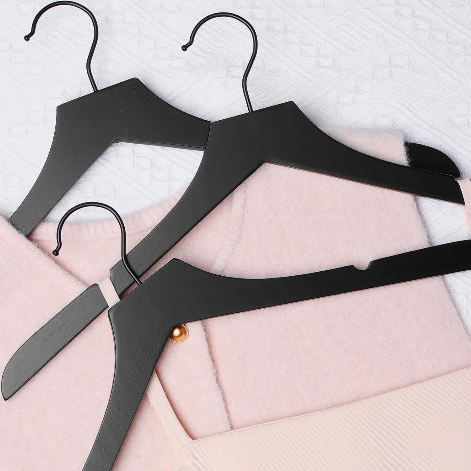 TOPIA HANGER Wooden Hangers 20 Pack, Rubber Wood Clothes Hangers with Rotatable Black Hook and Smooth Cut Nothces, Durable Hanger for Coats, Suits, Jackets, Sweaters, Dresses, Black - CTS07B - Image 3