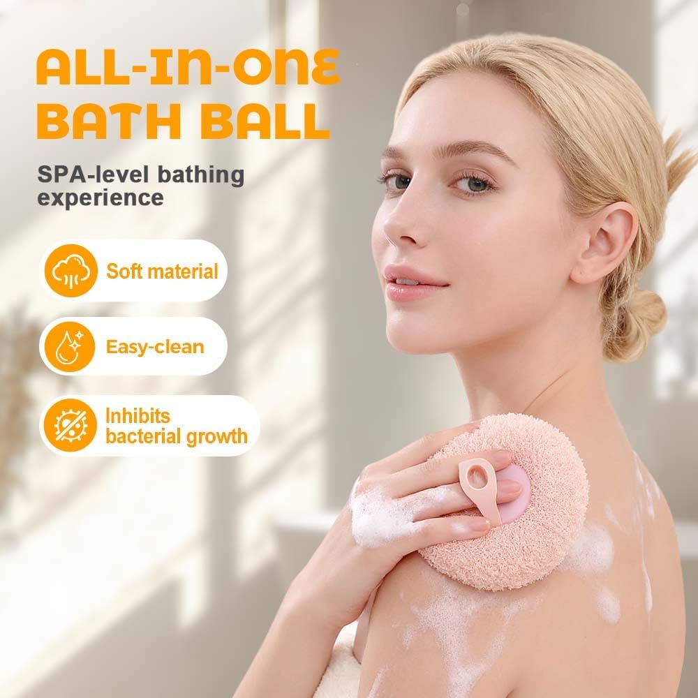 Super Soft Sunflower Suction Cup Bath Ball, 2026 New Exfoliating Bath Bath Sponge Cleaning Brush with Finger Rings for Women and Men (Set, 4 pcs) - Image 3