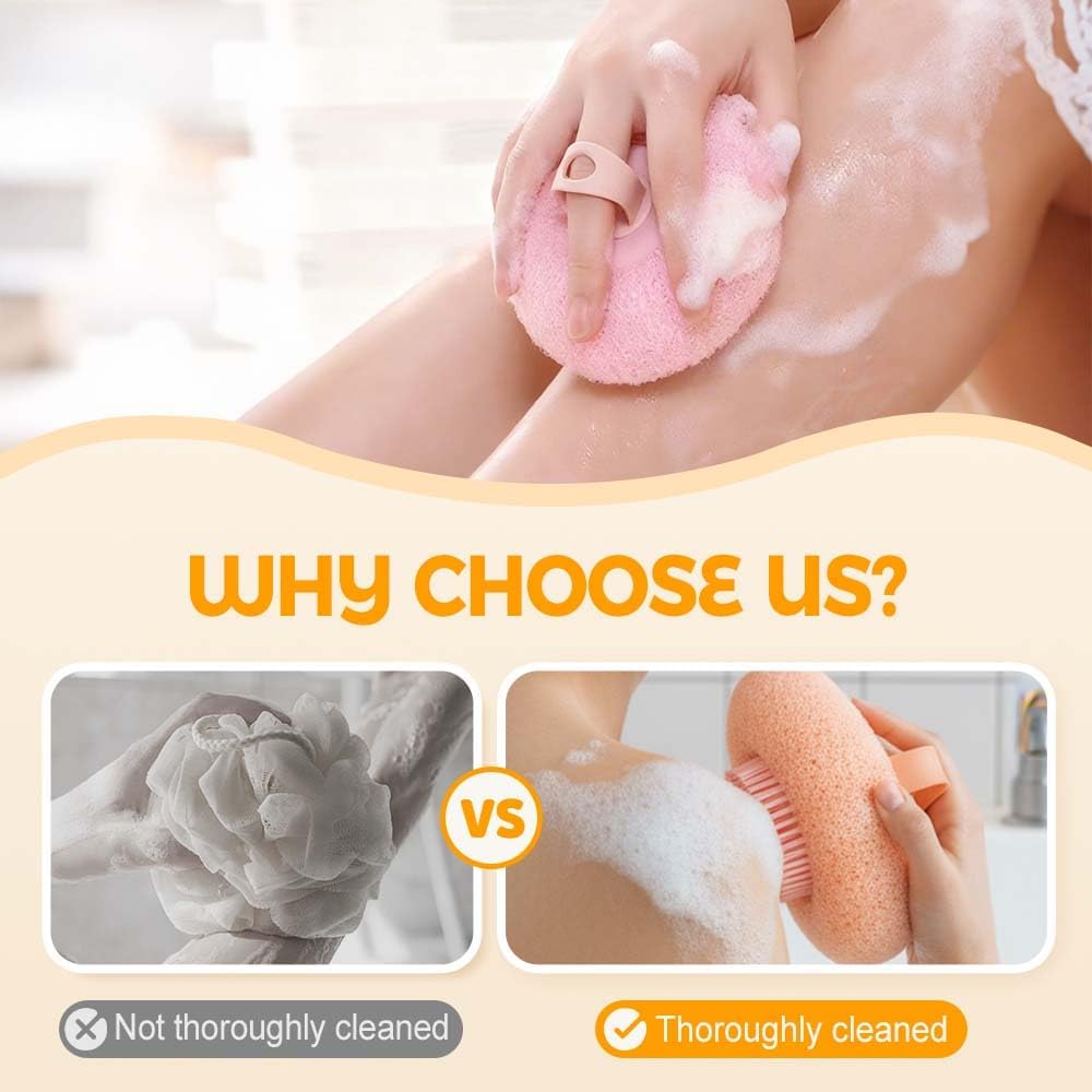 Super Soft Sunflower Suction Cup Bath Ball, 2026 New Exfoliating Bath Bath Sponge Cleaning Brush with Finger Rings for Women and Men (Set, 4 pcs) - Image 4