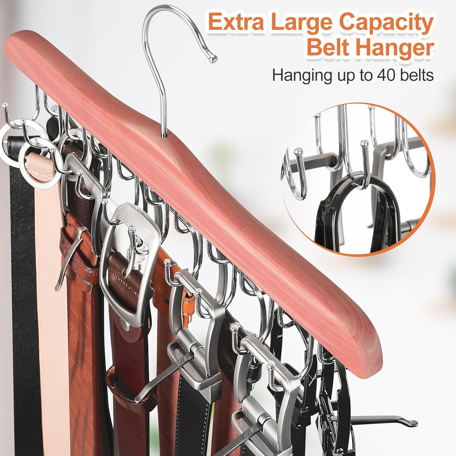 TOPIA HANGER Cedar Wood Hoodie Storage, Tie Rack, Belt Hanger, 360°Swivel Hanger - Image 6