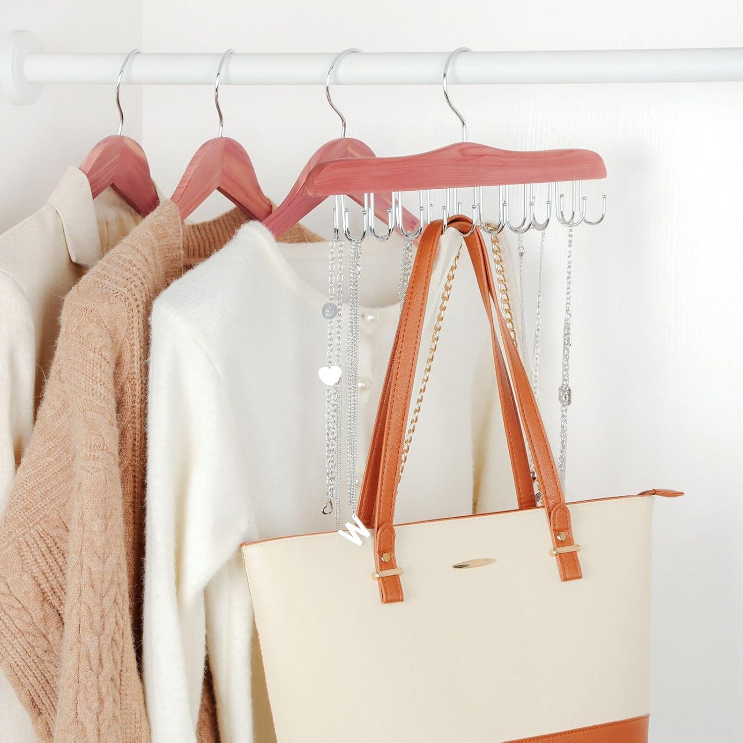 TOPIA HANGER Cedar Wood Hoodie Storage, Tie Rack, Belt Hanger, 360°Swivel Hanger - Image 7