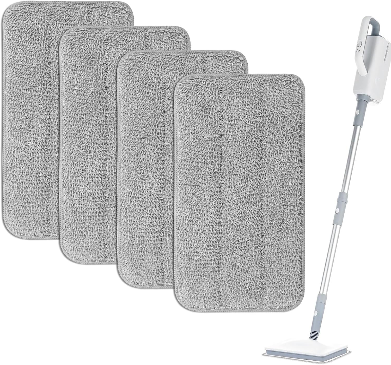 Microfiber Steam Mop Pads Compatible with FODFINU, Seyola & FEPPO and Wotaste Steam Mop Cleaner - Washable and Reusable Replacement Mop Pads for Floor Cleaning, 4 Pack - Image 1