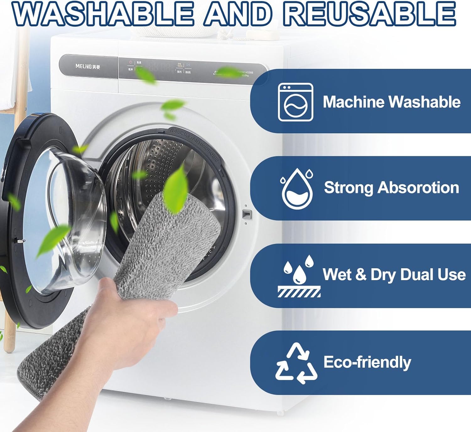 Microfiber Steam Mop Pads Compatible with FODFINU, Seyola & FEPPO and Wotaste Steam Mop Cleaner - Washable and Reusable Replacement Mop Pads for Floor Cleaning, 4 Pack - Image 4