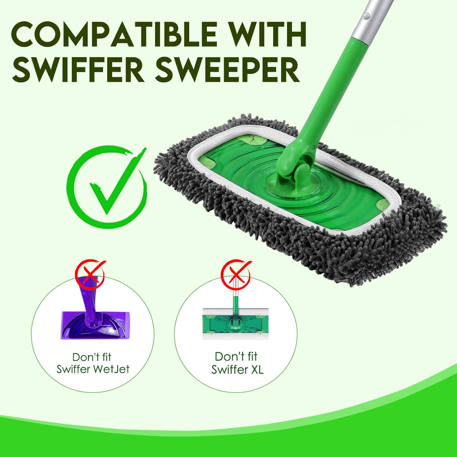 Reusable Power Mop Refills Pads Compatible with Swiffer PowerMop Mop 4 Pack & Reusable Wet Pads Refill Compatible with Swiffer Sweeper Mop 4 Pack (Mop is not Included) - Image 5
