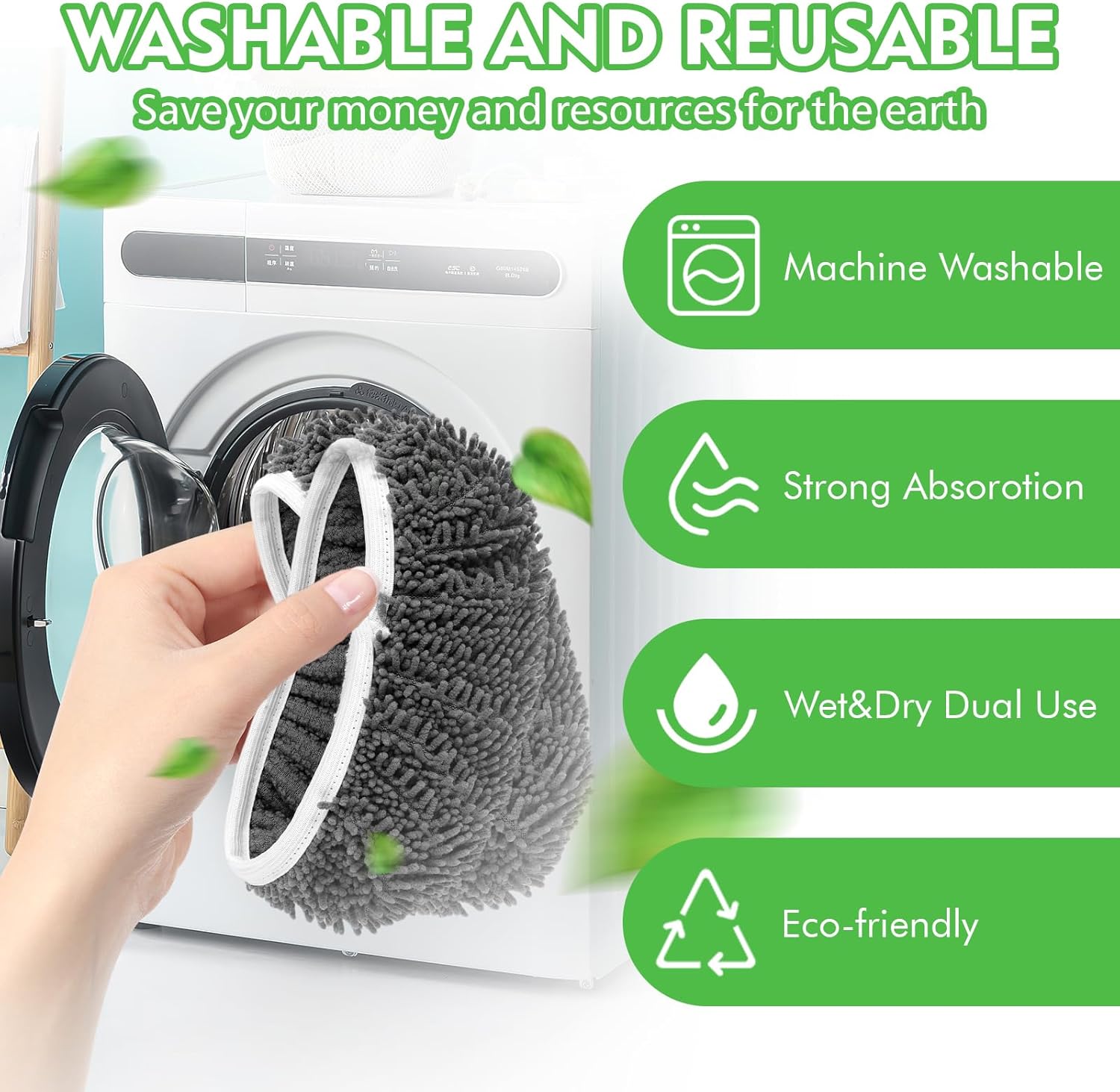Reusable Power Mop Refills Pads Compatible with Swiffer PowerMop Mop 4 Pack & Reusable Wet Pads Refill Compatible with Swiffer Sweeper Mop 4 Pack (Mop is not Included) - Image 8