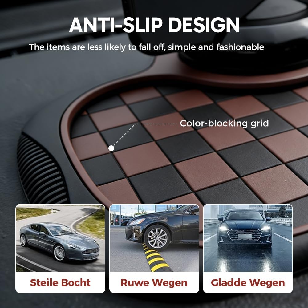 Mobile Phone Bracket Anti-Slip Mat, Multifunction Car Dashboard Mat with Temporary Parking Number, Large Universal Fit Anti-Slip Mat for Phones, Sunglasses and Keys Gadget (Black-Gray) - Image 5