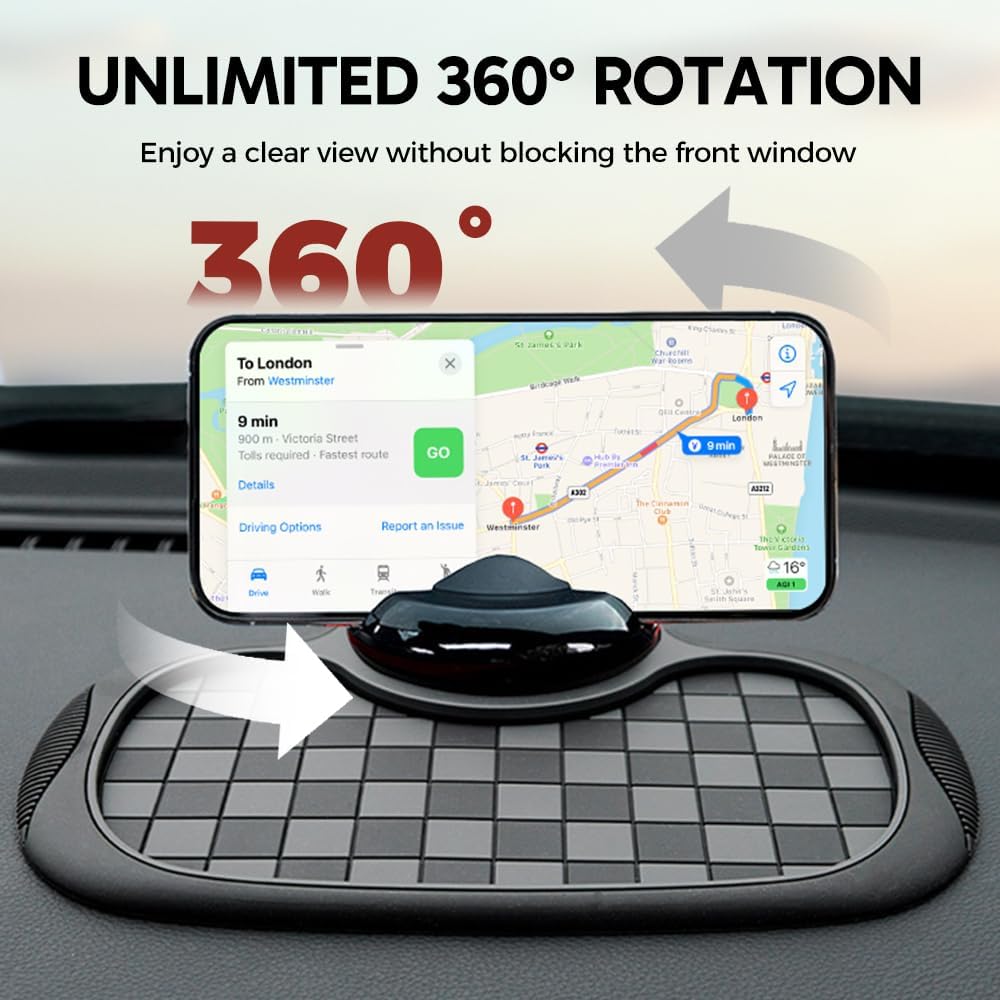 Mobile Phone Bracket Anti-Slip Mat, Multifunction Car Dashboard Mat with Temporary Parking Number, Large Universal Fit Anti-Slip Mat for Phones, Sunglasses and Keys Gadget (Black-Gray) - Image 6