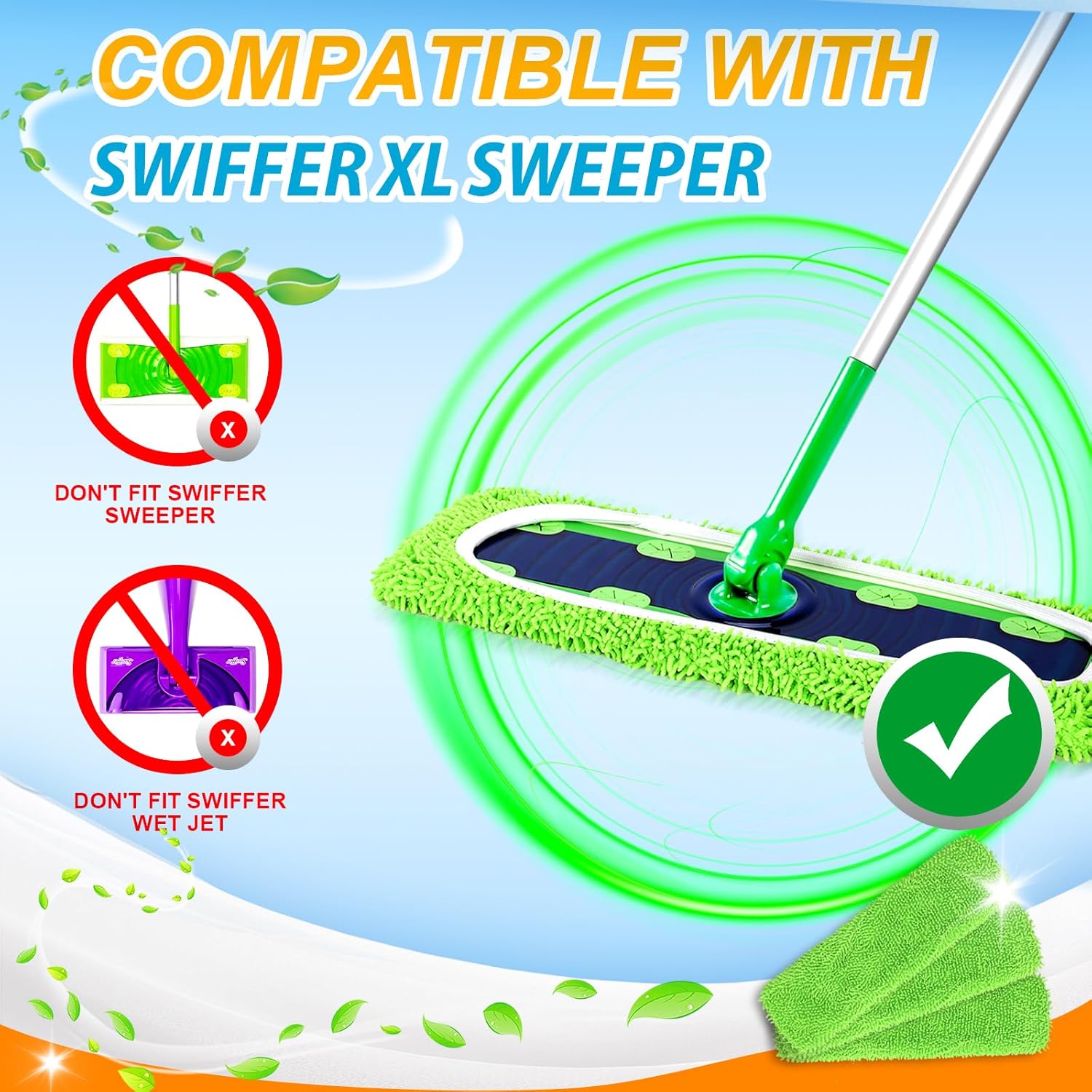 Reusable Microfiber Mop Pads Compatible with Swiffer Sweeper- 4 Pack & 2 Pack Dry & Wet XL Pads (Mop is not Included) - Image 3