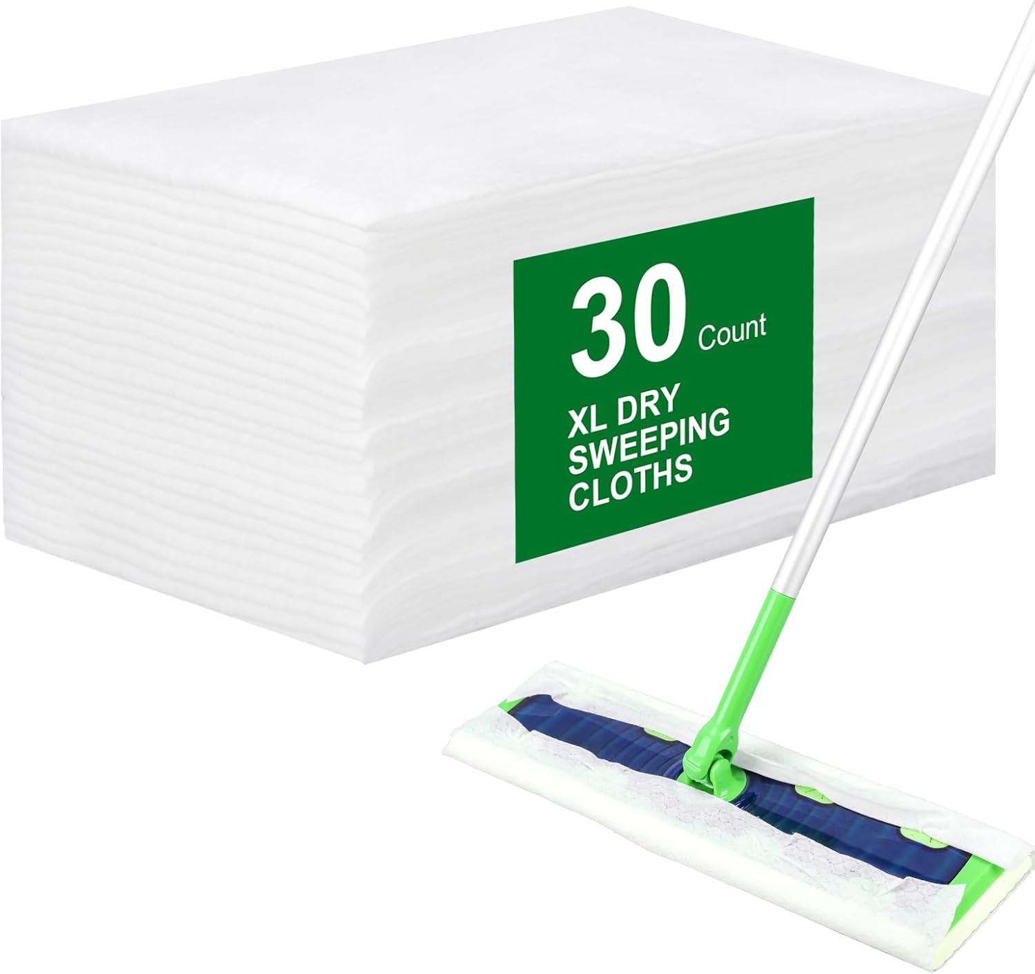 30 Count Disposable XL Dry Sweeping Cloths + 2 Pack Reusable Microfiber Mop Pads for Swiffer Sweeper XL Mop (Mop is not Included) - Image 2