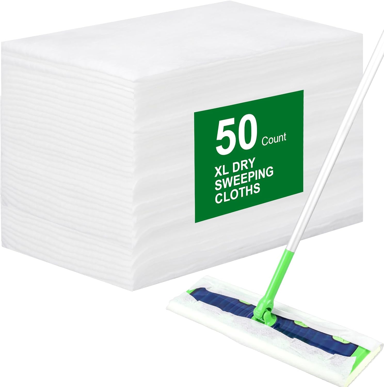 50 Count Disposable XL Dry Sweeping Cloths + 4 Pack Reusable Microfiber Mop Pads for Swiffer Sweeper XL Mop (Mop is not Included) - Image 2