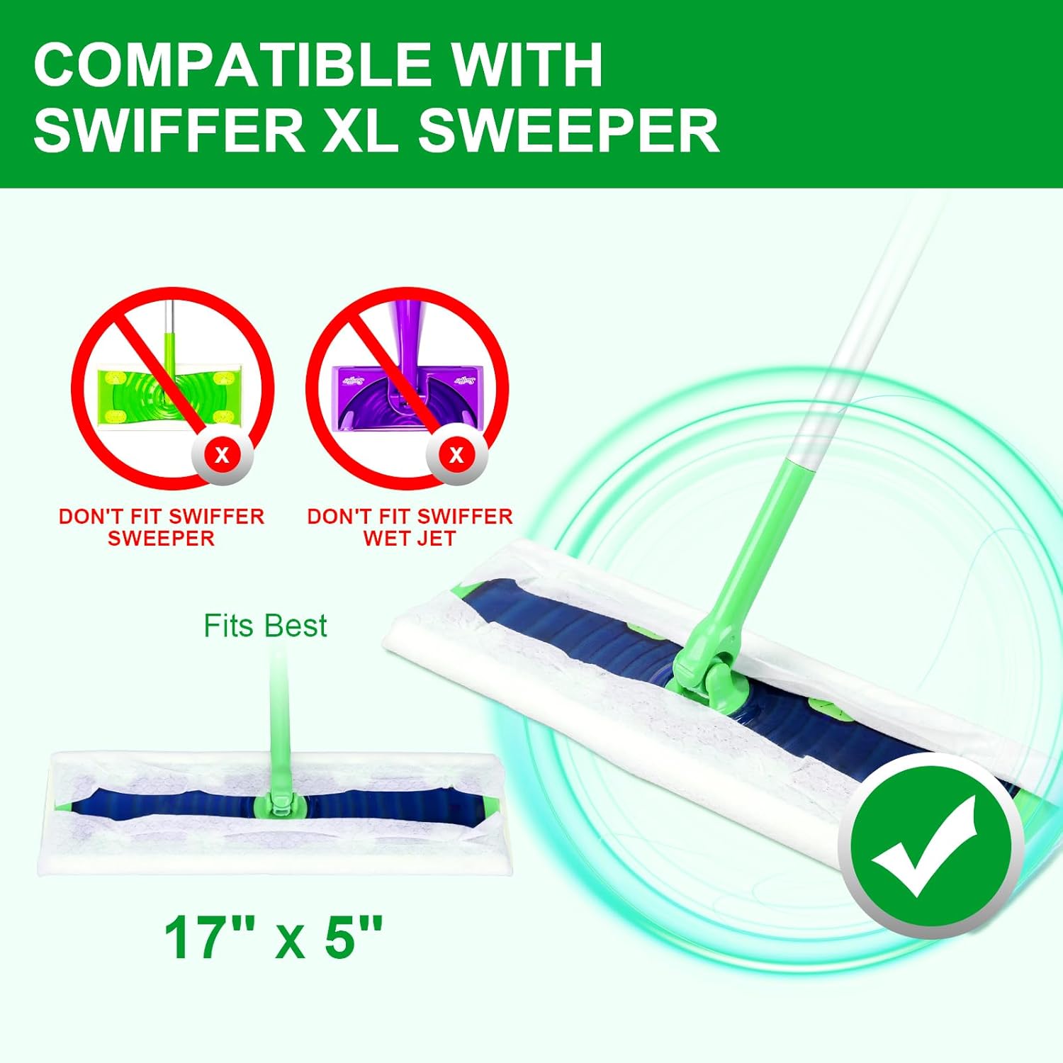 50 Count Disposable XL Dry Sweeping Cloths + 4 Pack Reusable Microfiber Mop Pads for Swiffer Sweeper XL Mop (Mop is not Included) - Image 4