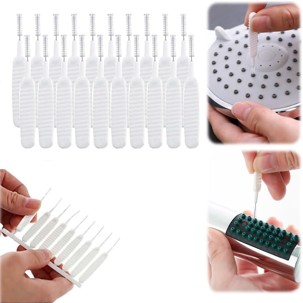 Shower Head Cleaning Brush for Small Hole, Multifunctional Shower Cleaning Tools, Anti-Clogging Nozzle with Storage Boxes, Showerhead Cleaning Brushes Picks for Household Bathroom (20 pcs) - Image 1
