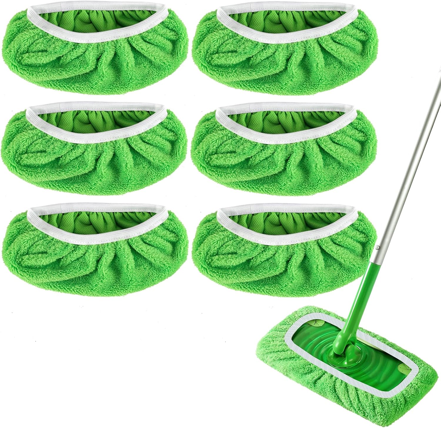 4+6 Pack Reusable Microfiber Mop Pads Compatible with Swiffer Sweeper- Dry Sweeping Cloths & Wet Mopping Cloths - Washable Wet Pads Refill for Mopping Floors (Mop is not Included) - Image 3