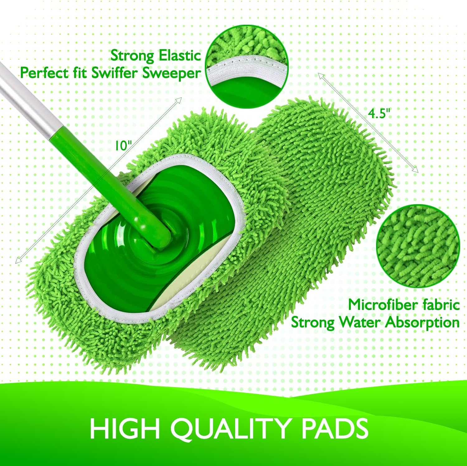 4+6 Pack Reusable Microfiber Mop Pads Compatible with Swiffer Sweeper- Dry Sweeping Cloths & Wet Mopping Cloths - Washable Wet Pads Refill for Mopping Floors (Mop is not Included) - Image 5