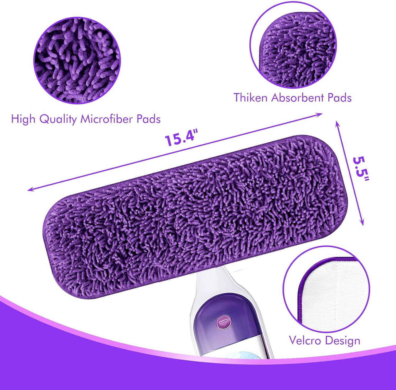Reusable Power Mop Refills Pads Compatible with Swiffer PowerMop Mop - Power Mop Pads Refill - Washable Microfiber Pads for Multi-Surface Floor Cleaning, 4 Pack+3 Pack - Image 4
