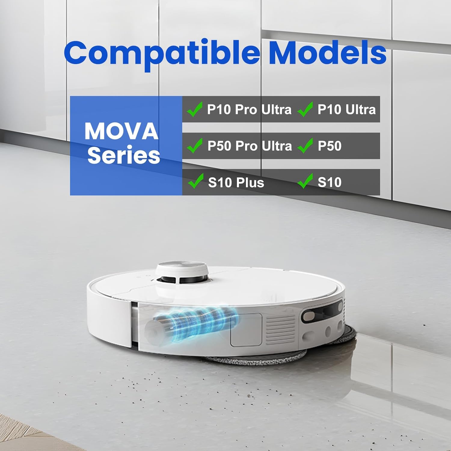 TriCut Brush for Dreame X40 Ultra/X30 Ultra/L40 Ultra/L30 Ultra/L20 Ultra/X40 Master/L10s Ultra/L10s Pro Ultra Robot Vacuum,MOVA S10/S10 Plus/P50/P50 Pro/P10/P10 Pro Ultra Detangle Brush for all Floor - Image 3