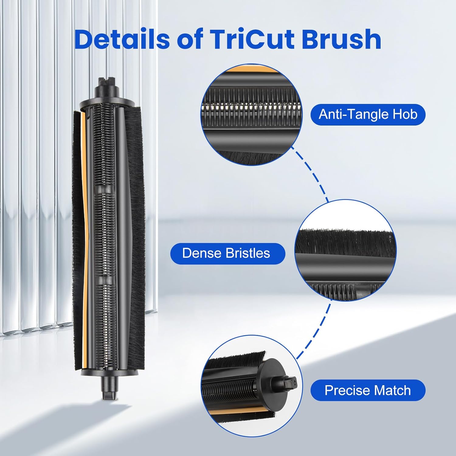 TriCut Brush for Dreame X40 Ultra/X30 Ultra/L40 Ultra/L30 Ultra/L20 Ultra/X40 Master/L10s Ultra/L10s Pro Ultra Robot Vacuum,MOVA S10/S10 Plus/P50/P50 Pro/P10/P10 Pro Ultra Detangle Brush for all Floor - Image 4