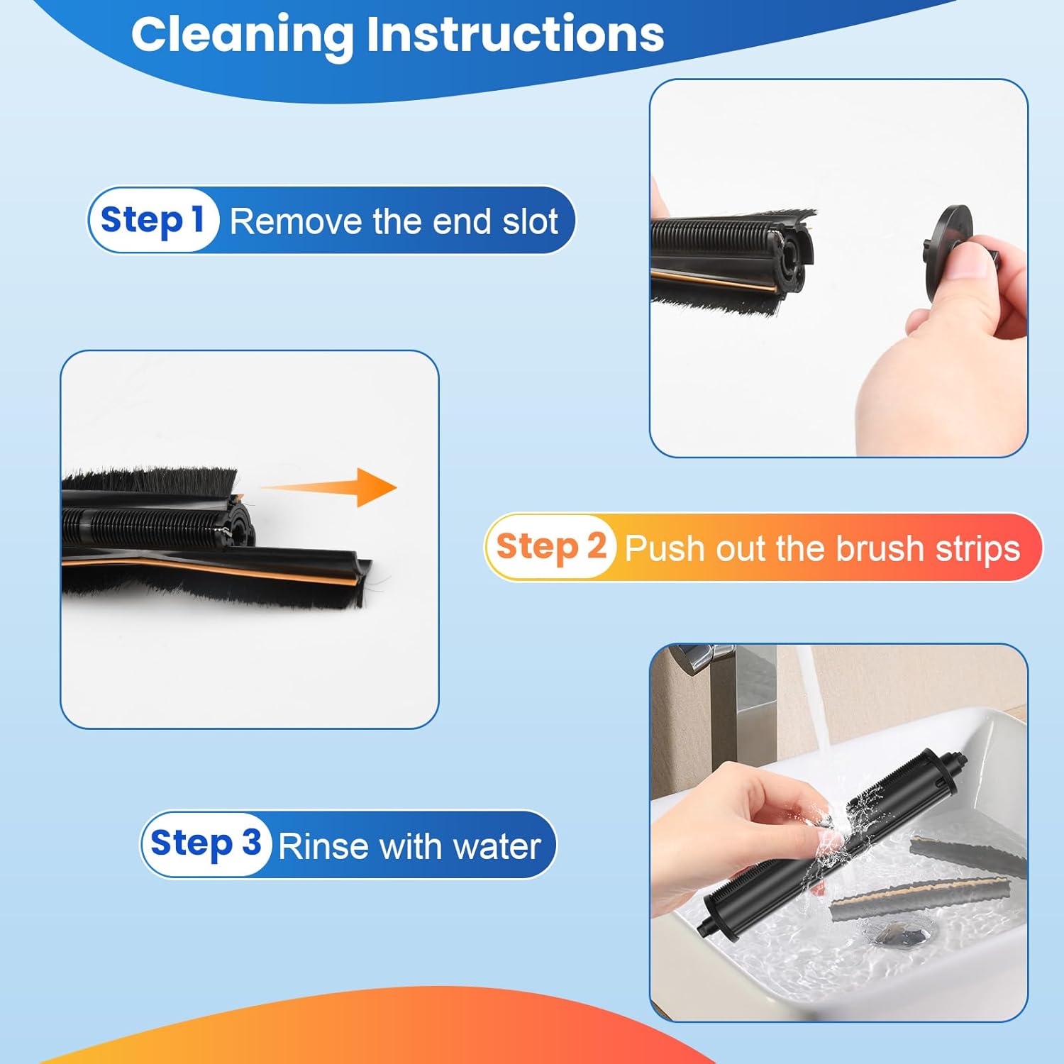 TriCut Brush for Dreame X40 Ultra/X30 Ultra/L40 Ultra/L30 Ultra/L20 Ultra/X40 Master/L10s Ultra/L10s Pro Ultra Robot Vacuum,MOVA S10/S10 Plus/P50/P50 Pro/P10/P10 Pro Ultra Detangle Brush for all Floor - Image 7