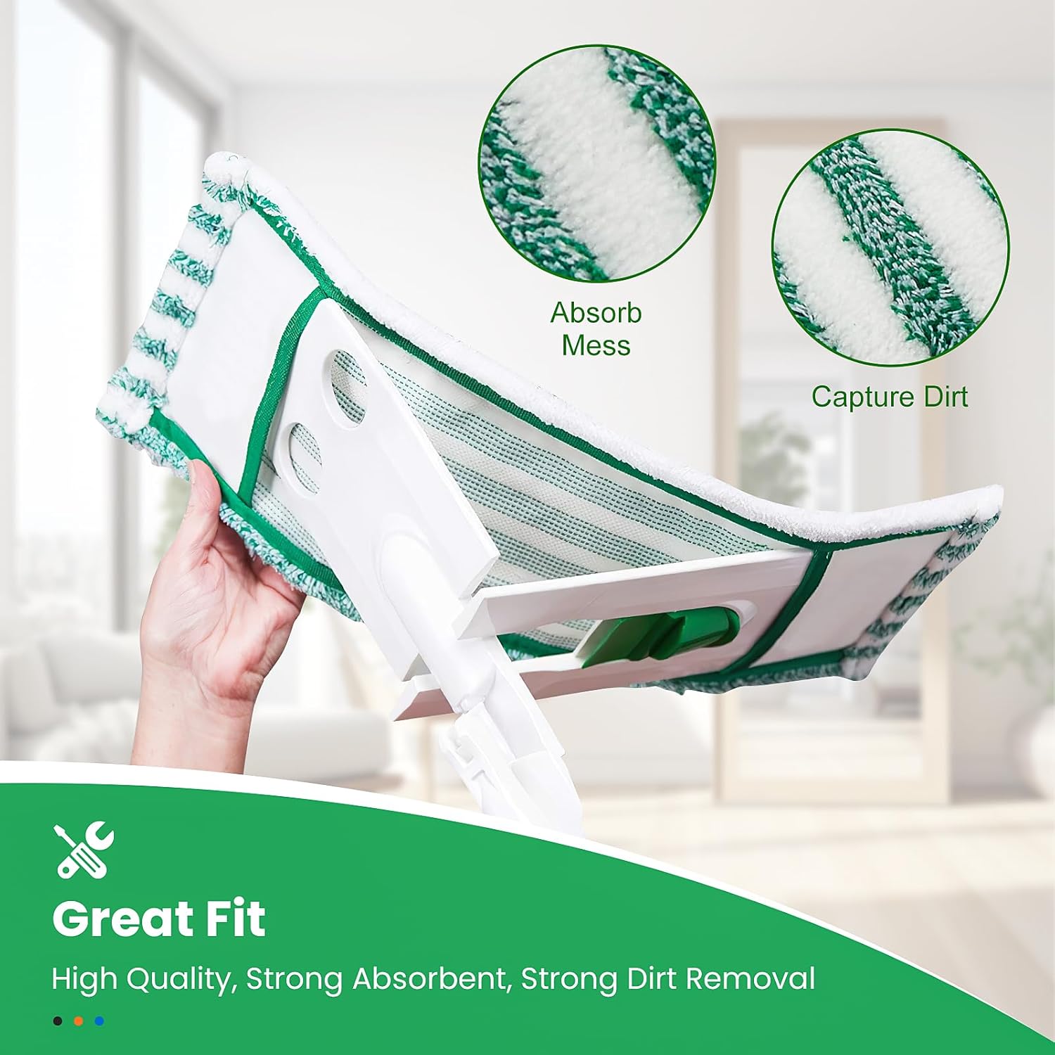 4 Pack Microfiber Mop Heads for Libman Microfiber Floor Mop, Mop Pads Refills for Libman Mop Head Replacement, Reusable & Washable Pads for Multi-Surface Floors, Wet & Dry Cleaning Pad - Image 5
