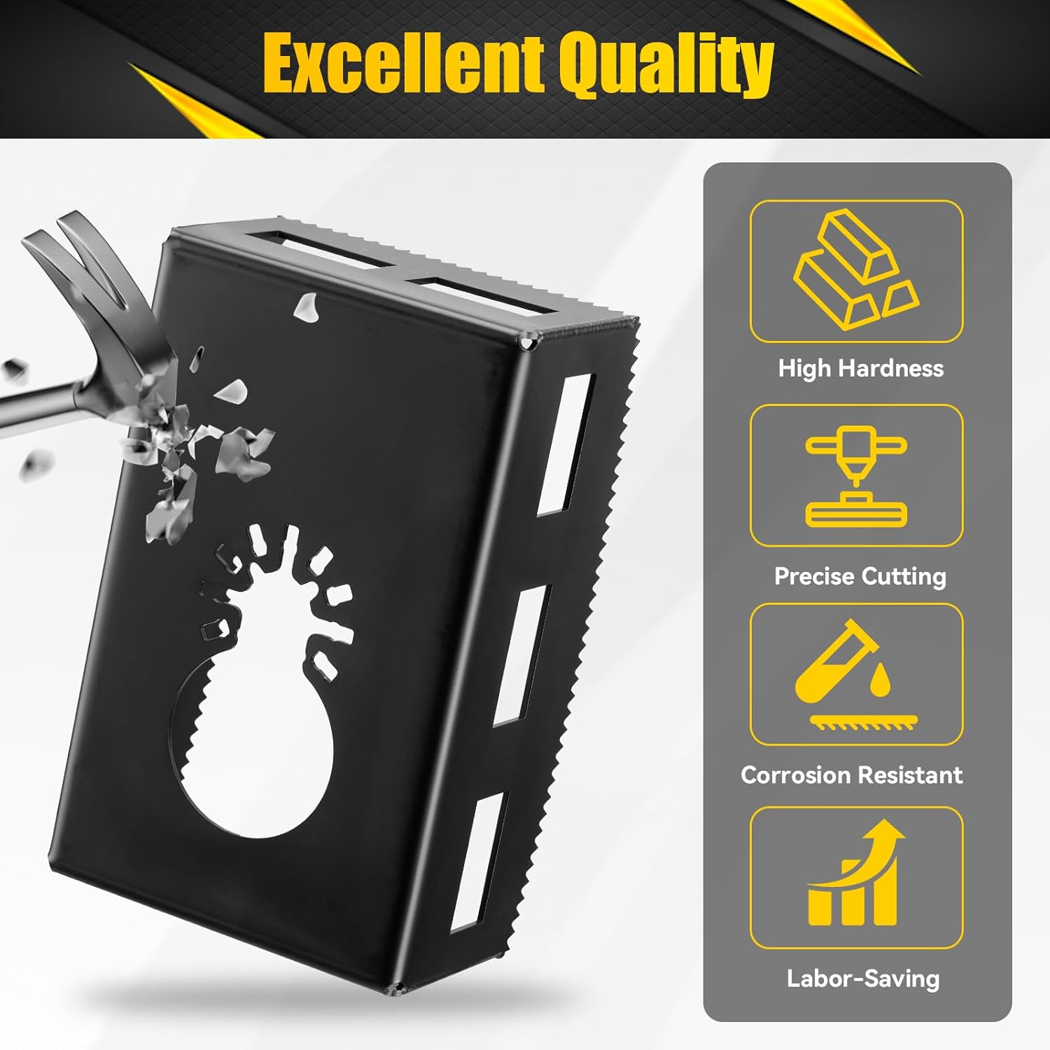 2 Pcs Square Slot Cutter, Drywall Outlet Cutter for Dewalt 20V & Milwaukee M18 Oscillating Multi-Tools, Hardened Steel Electrical Box Cutting Tool for Single Gang Wall Box, One-Step Cutting in Place - Image 4