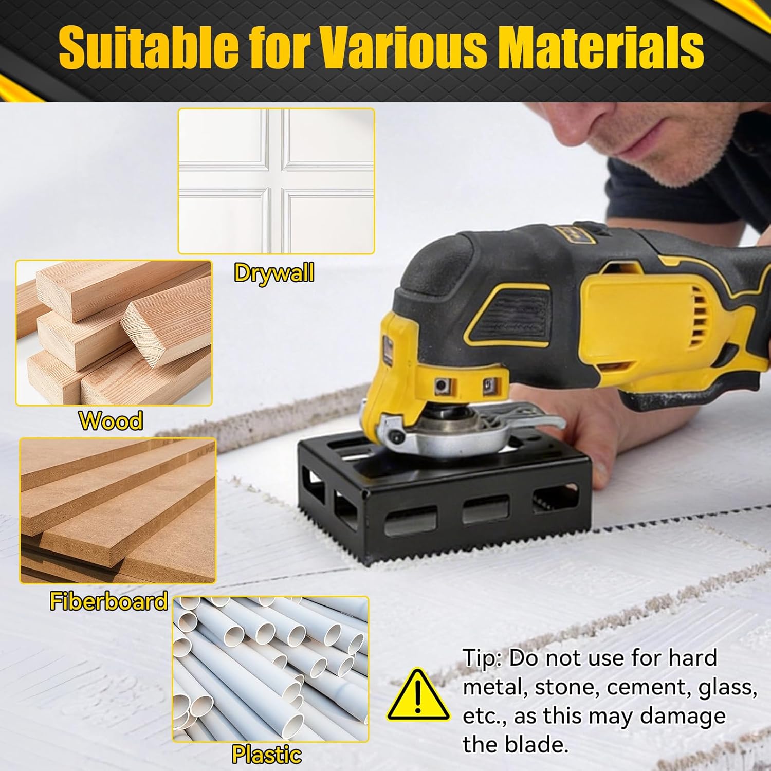 2 Pcs Square Slot Cutter, Drywall Outlet Cutter for Dewalt 20V & Milwaukee M18 Oscillating Multi-Tools, Hardened Steel Electrical Box Cutting Tool for Single Gang Wall Box, One-Step Cutting in Place - Image 5