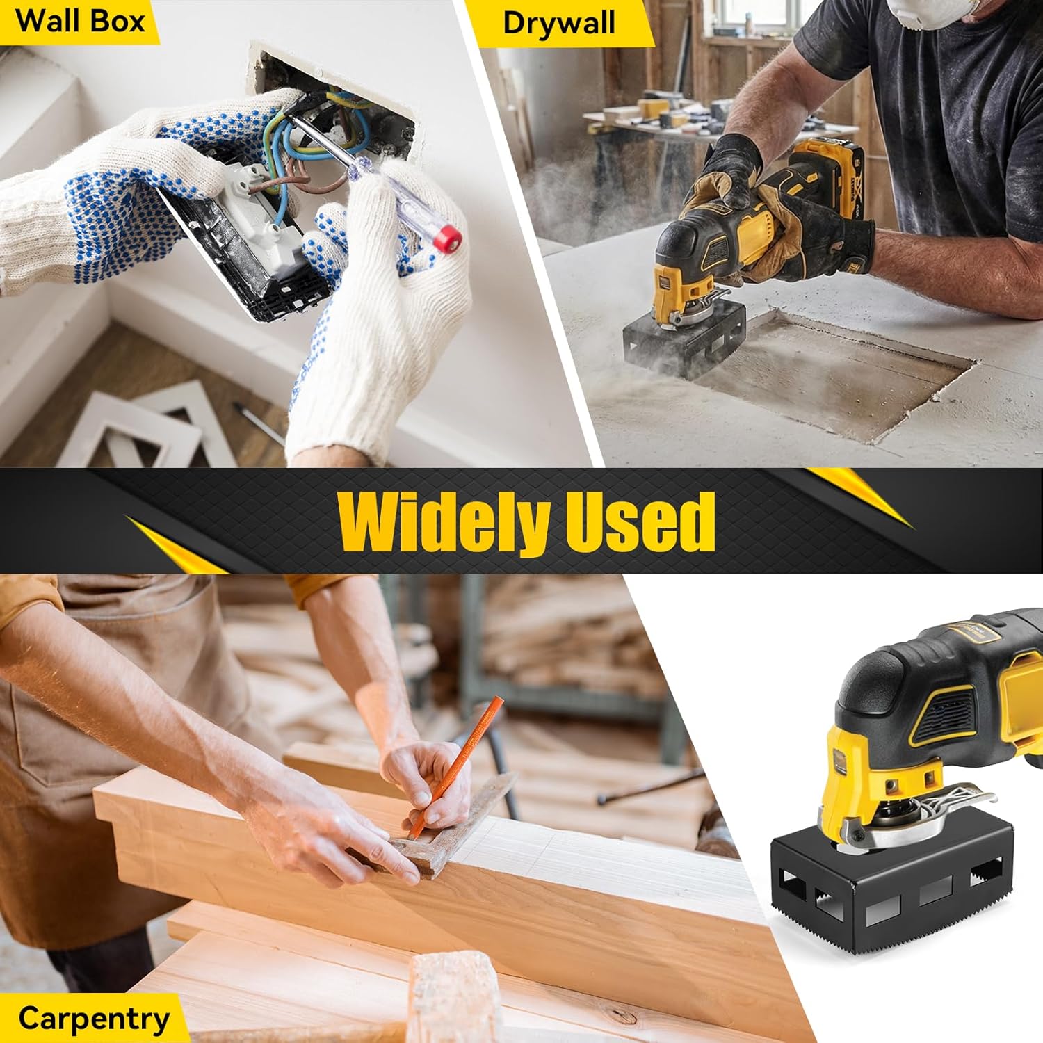 2 Pcs Square Slot Cutter, Drywall Outlet Cutter for Dewalt 20V & Milwaukee M18 Oscillating Multi-Tools, Hardened Steel Electrical Box Cutting Tool for Single Gang Wall Box, One-Step Cutting in Place - Image 7