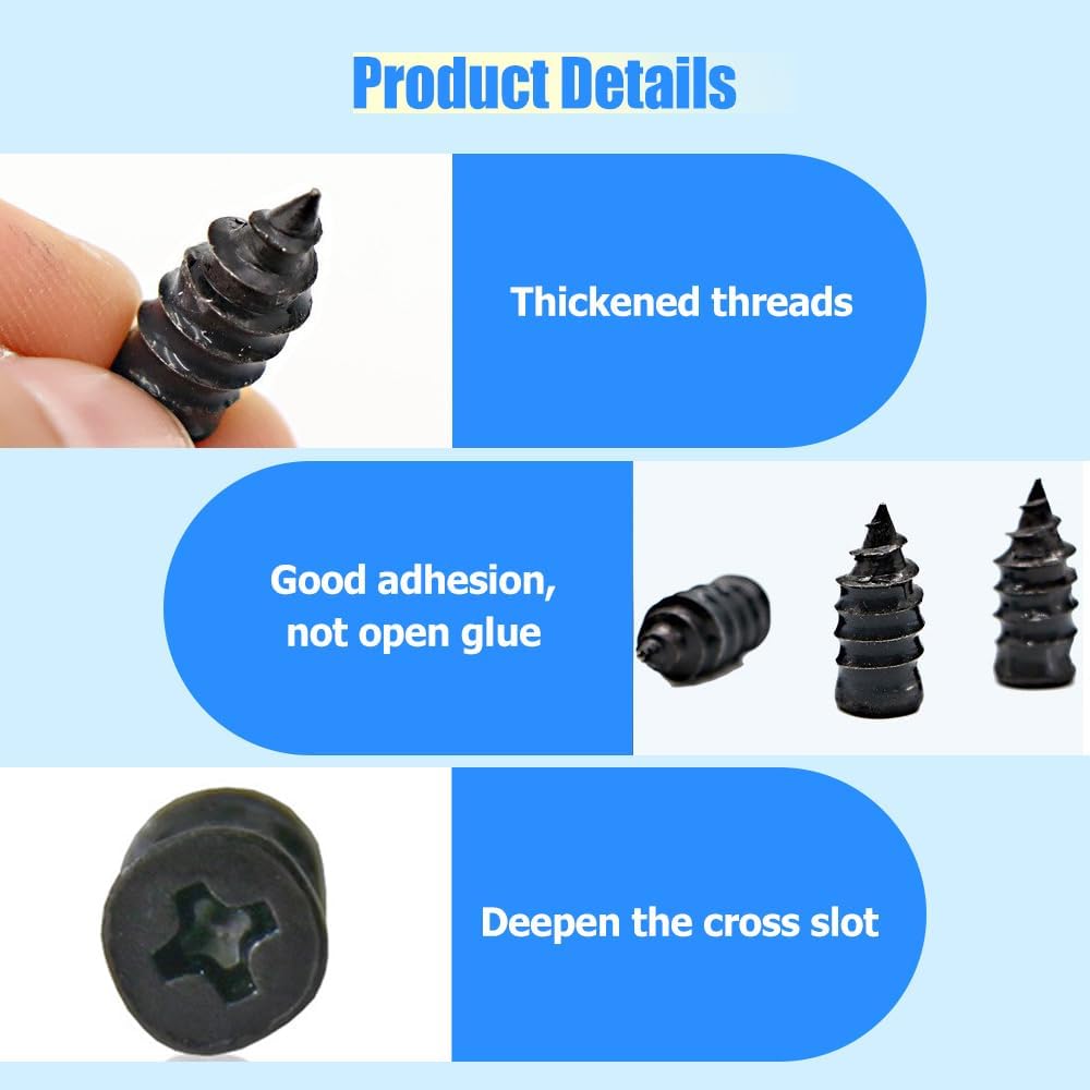 Tire Repair Nails Kit with 2 Sizes, Screw in Tire Repair Plugs with Box and Screwdriver, Fast Self-Service Tire Repair Tools for Car, Motorcycle, Truck, Tractor (20 pcs) - Image 2