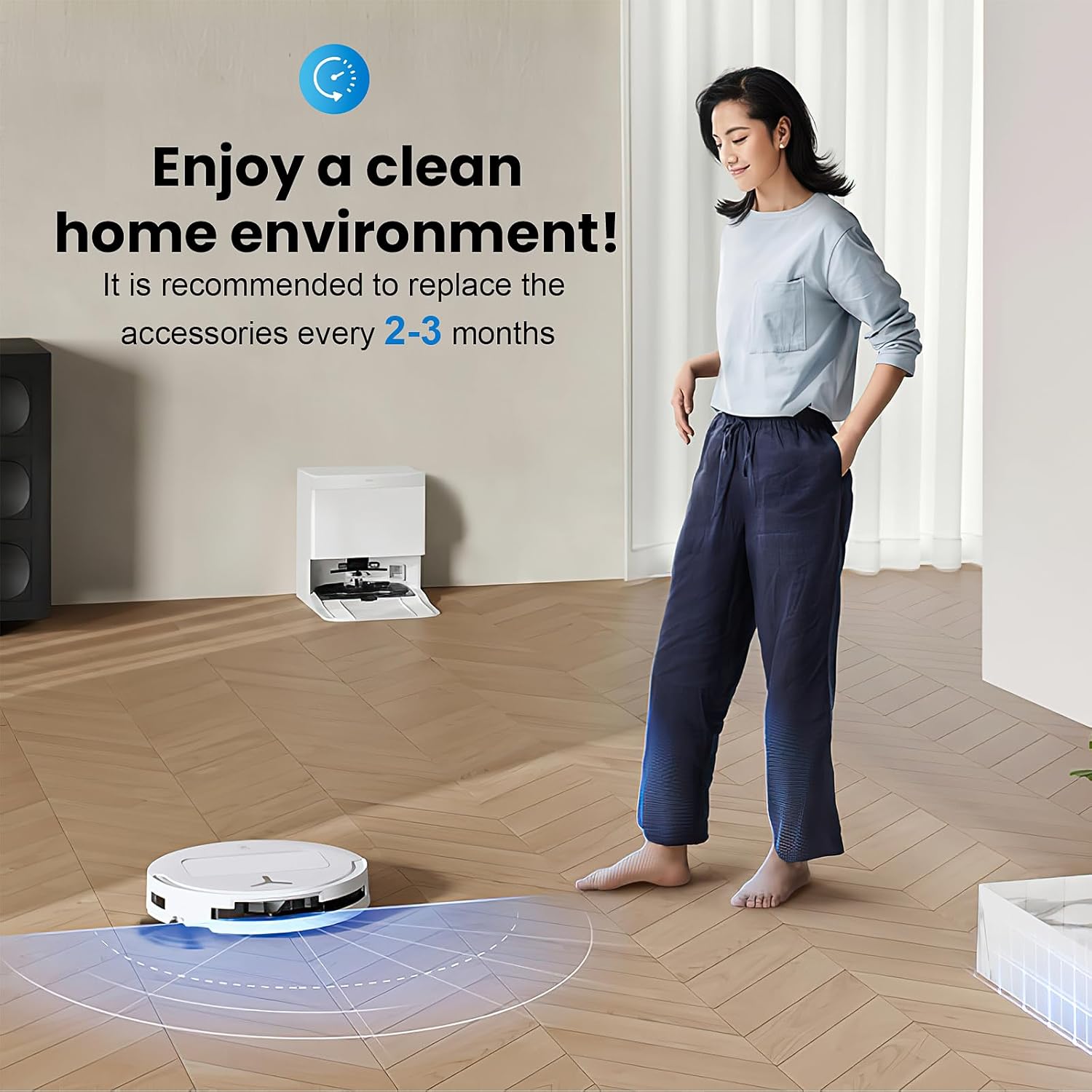 24 Pcs Replacement Parts for Ecovacs Deebot T50 Pro Omni / T50 Pro Omni Gen2 / T50 Omni Robot Vacuum, Include 1 Main Brush, 6 Dust Bags, 4 Filters, 6 Side Brushes, 6 Mop Pads and 1 Cleaning Tool - Image 8