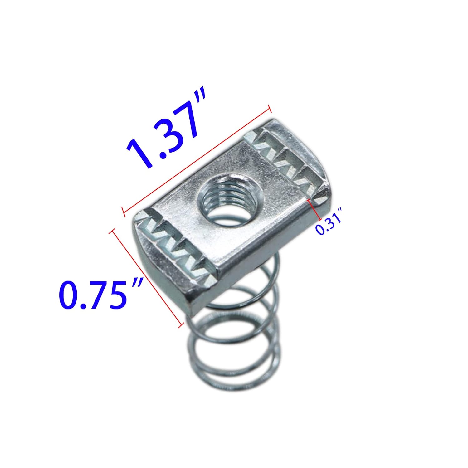 (100) Strut Channel Nuts, 3/8-16 Spring Channel Nuts with Zinc Electroplate Finish, Long Spring Nuts Great for Use with Strut Channel (100 Pack) - Image 2