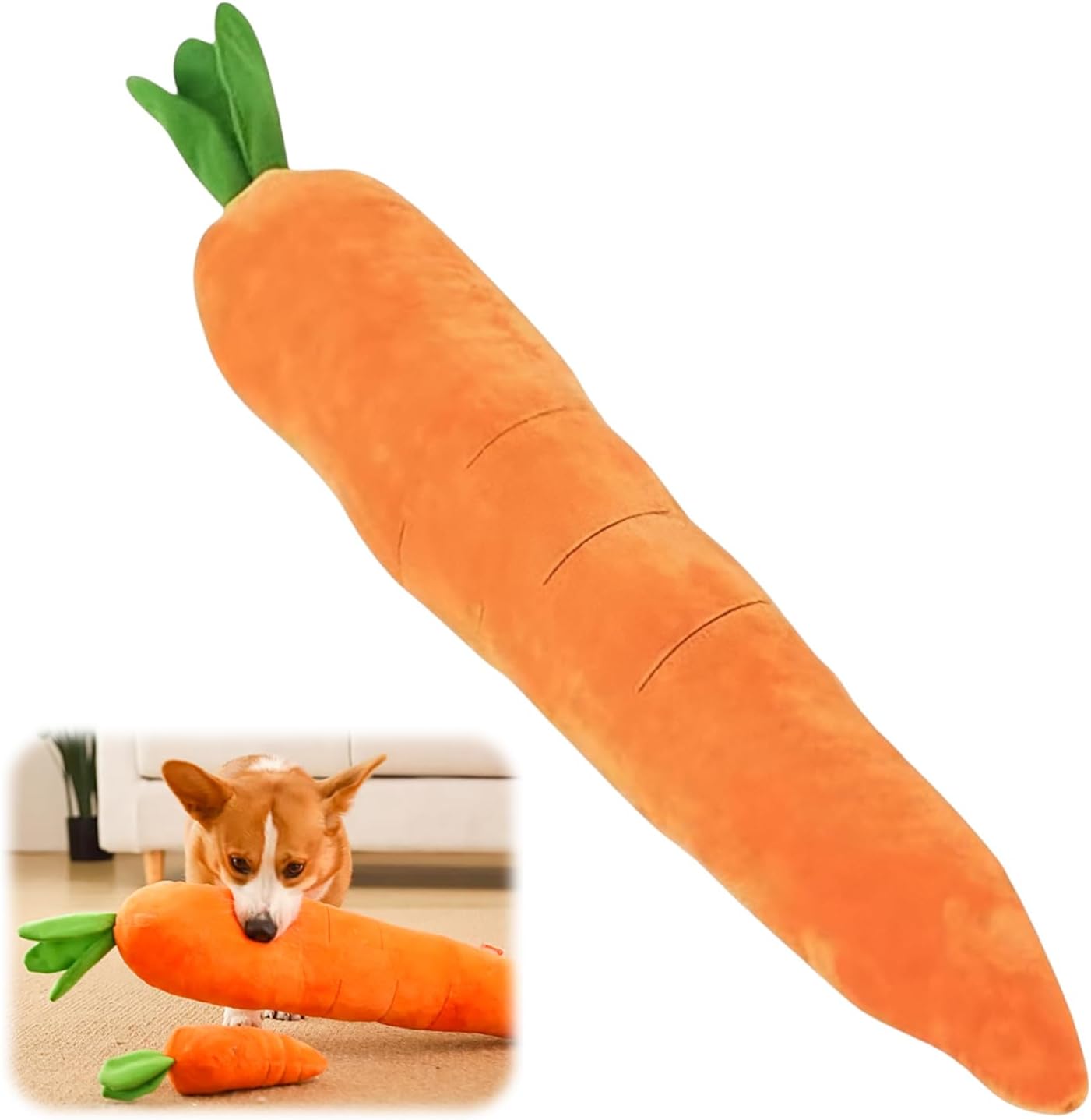 2026 New Dog Toys with Squeaker and Crinkle, Upgrade Indestructible Plush Dog Toy for Aggressive Chewers, Suitable for Large Medium Small Dogs (Radish A) - Image 1