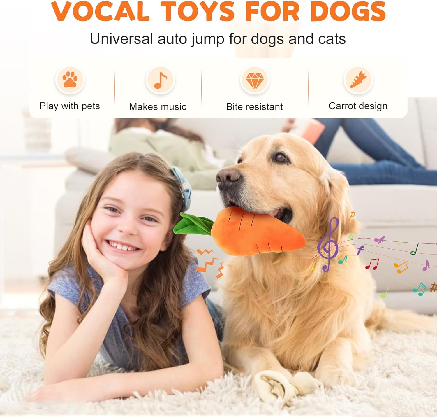 2026 New Dog Toys with Squeaker and Crinkle, Upgrade Indestructible Plush Dog Toy for Aggressive Chewers, Suitable for Large Medium Small Dogs (Radish A) - Image 2