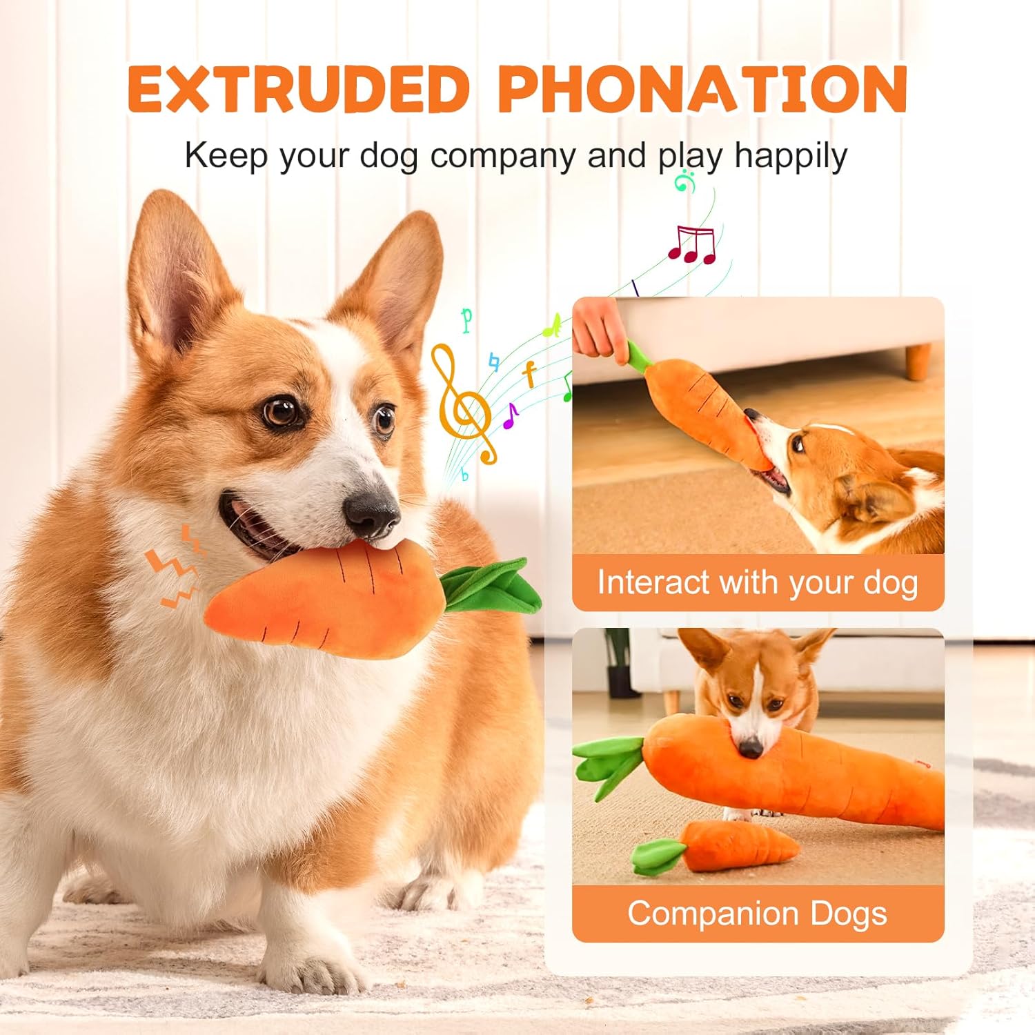 2026 New Dog Toys with Squeaker and Crinkle, Upgrade Indestructible Plush Dog Toy for Aggressive Chewers, Suitable for Large Medium Small Dogs (Radish A) - Image 3