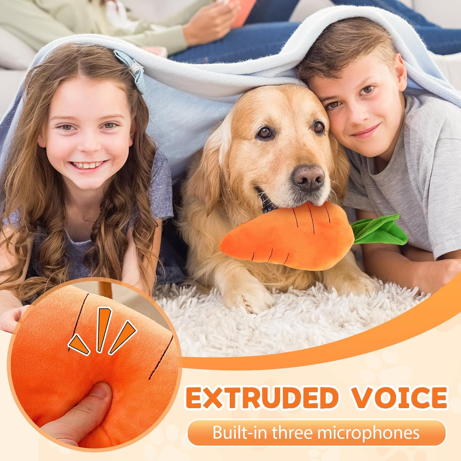 2026 New Dog Toys with Squeaker and Crinkle, Upgrade Indestructible Plush Dog Toy for Aggressive Chewers, Suitable for Large Medium Small Dogs (Radish A) - Image 7