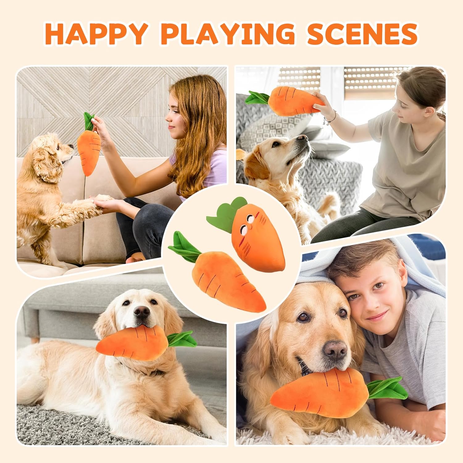 2026 New Dog Toys with Squeaker and Crinkle, Upgrade Indestructible Plush Dog Toy for Aggressive Chewers, Suitable for Large Medium Small Dogs (Radish A) - Image 8