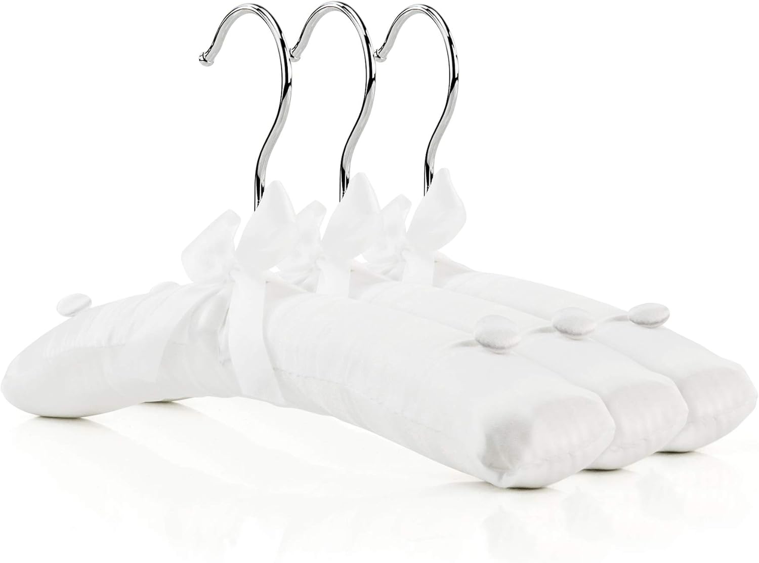 HANGERWORLD Pack of 3 Small Kids Satin Padded Hangers - 11.8inch Soft White Infant, Toddler and Baby Hangers for Nursery Closet - Image 1