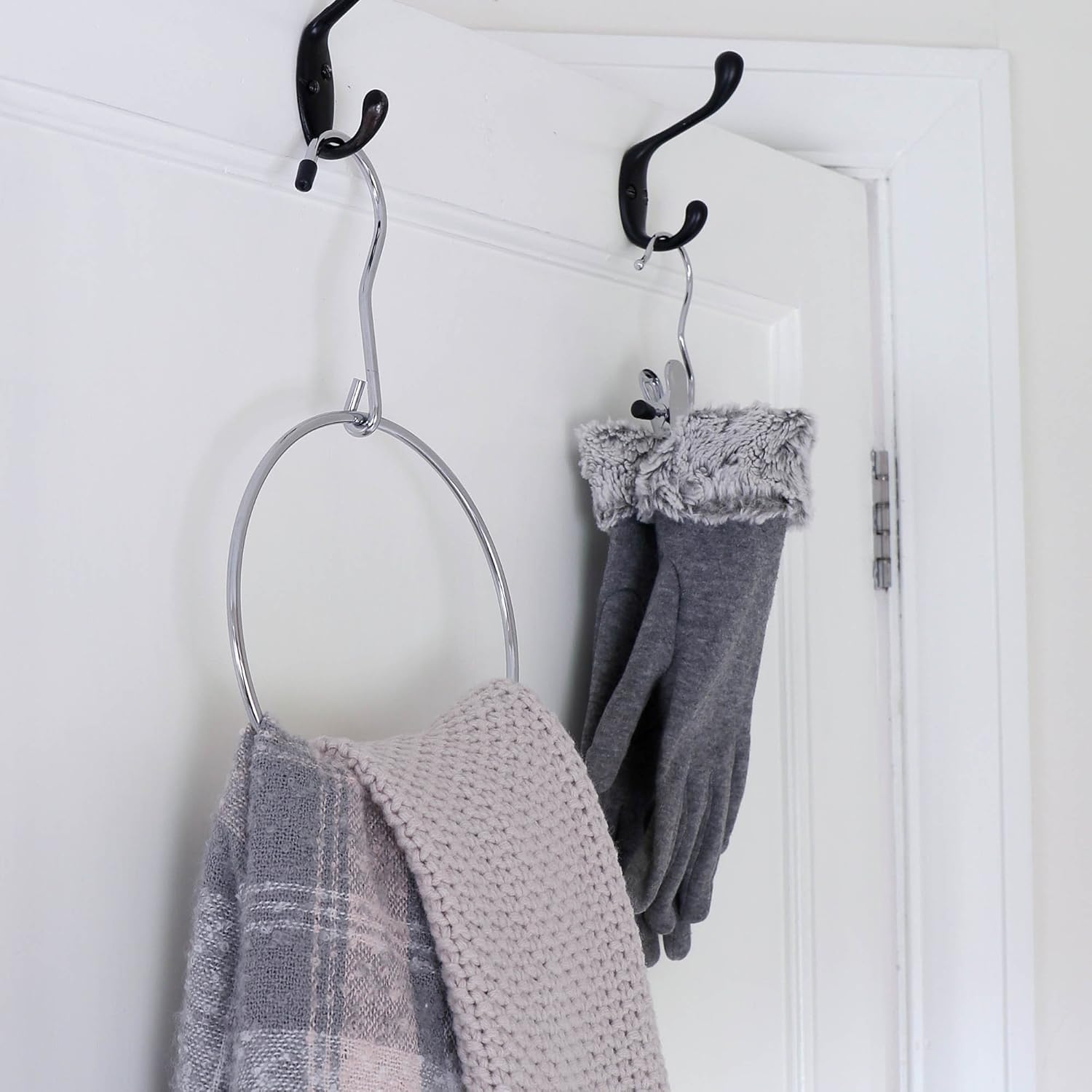 HANGERWORLD Pack of 3 Pack Belt Organizer for Closet Rack Chrome Ring Hanger for Belts Ties Scarves and Accessory Storage - Image 5