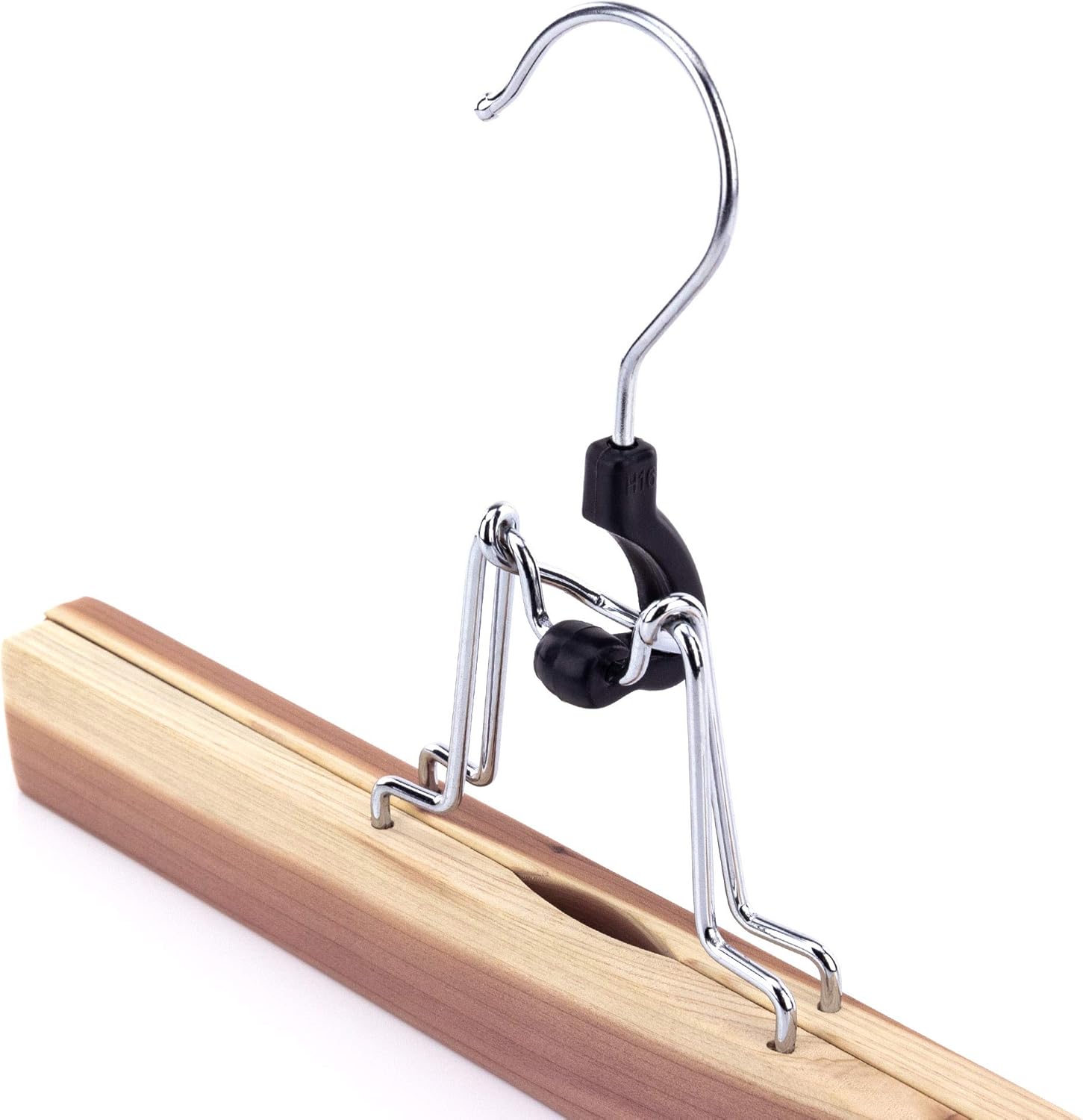HANGERWORLD Pack of 10 Skirt and Pants Hangers with Clamp Clips, 10.6inch American Cedar Wood Hanger - Image 4