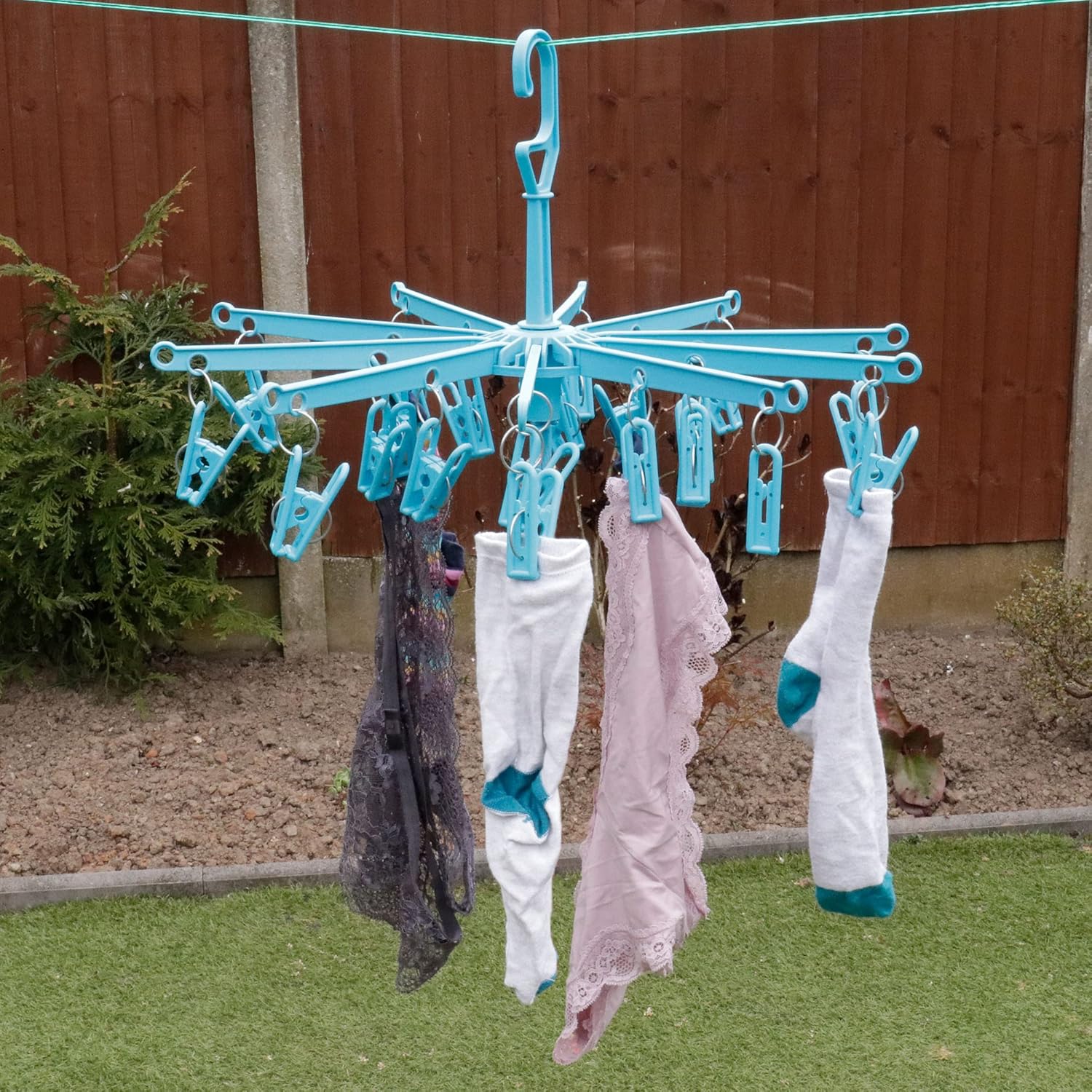 HANGERWORLD 20 Clip Hanging Laundry Drying Rack for Socks, Underwear and Baby Clothes (2 Pack) - Image 5