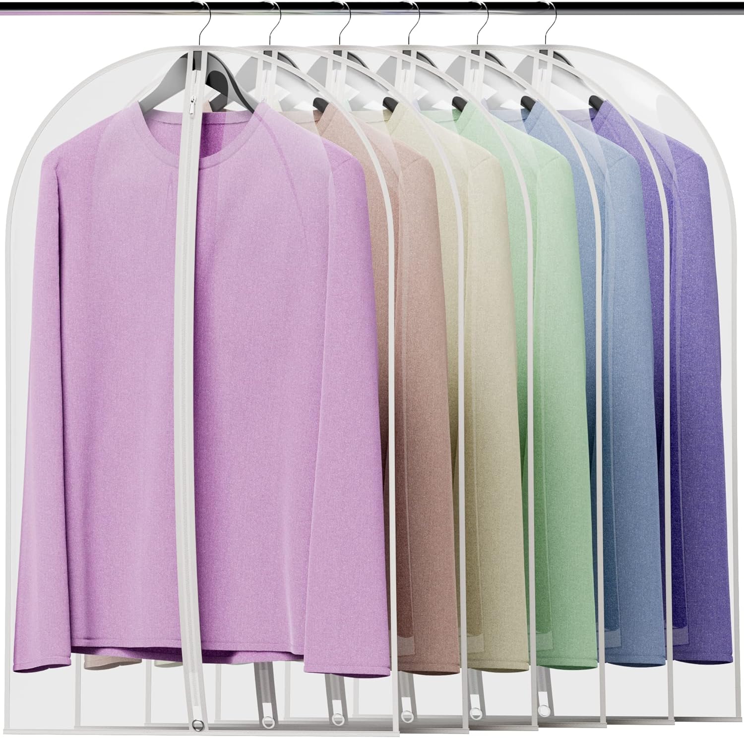 HANGERWORLD Clear 40inch Showerproof White Trim Suit Coat Garment Clothes Carry Cover Protector Bags (12) - Image 1