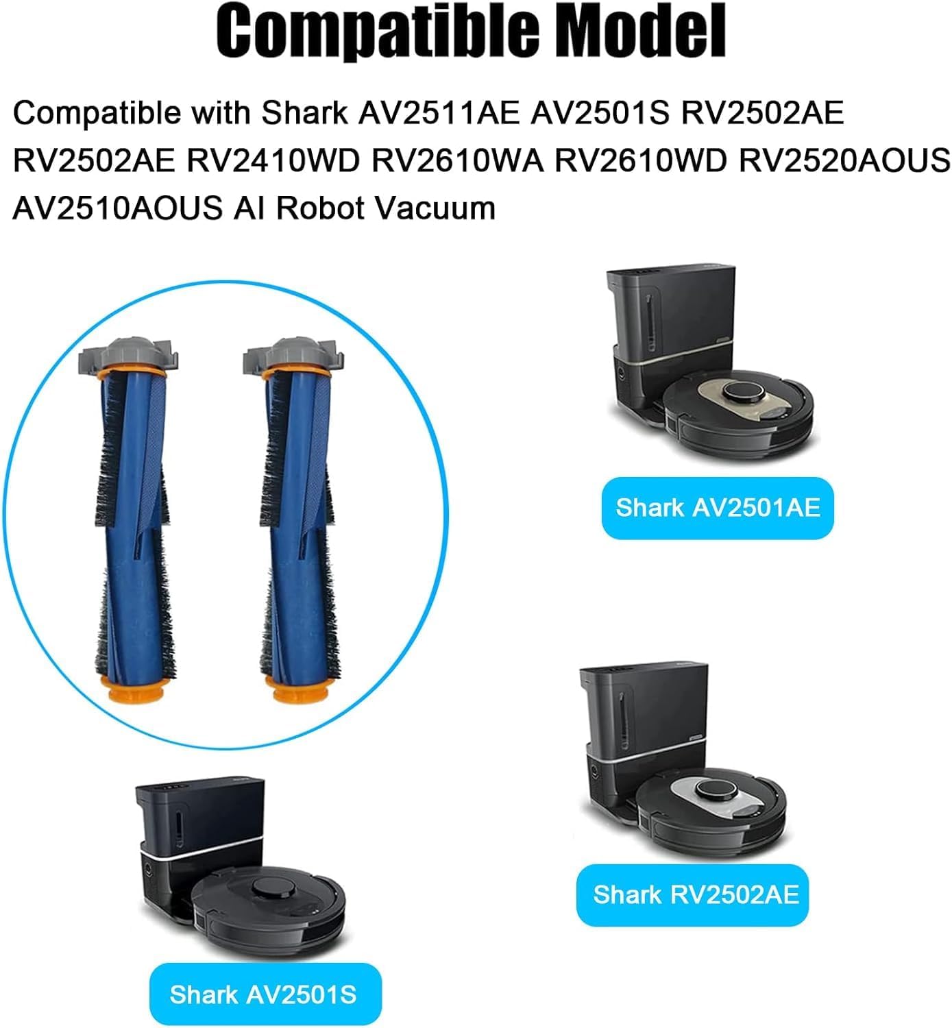 Replacement Parts Roller Brush for Shark AI AV2511AE AV2501S AV2501AE RV2502AE RV2410WD RV2610WA RV2610WD RV2620WD RV2520AOUS AV2510AOUS Main Brush Robot Vacuum Cleaner - Image 2