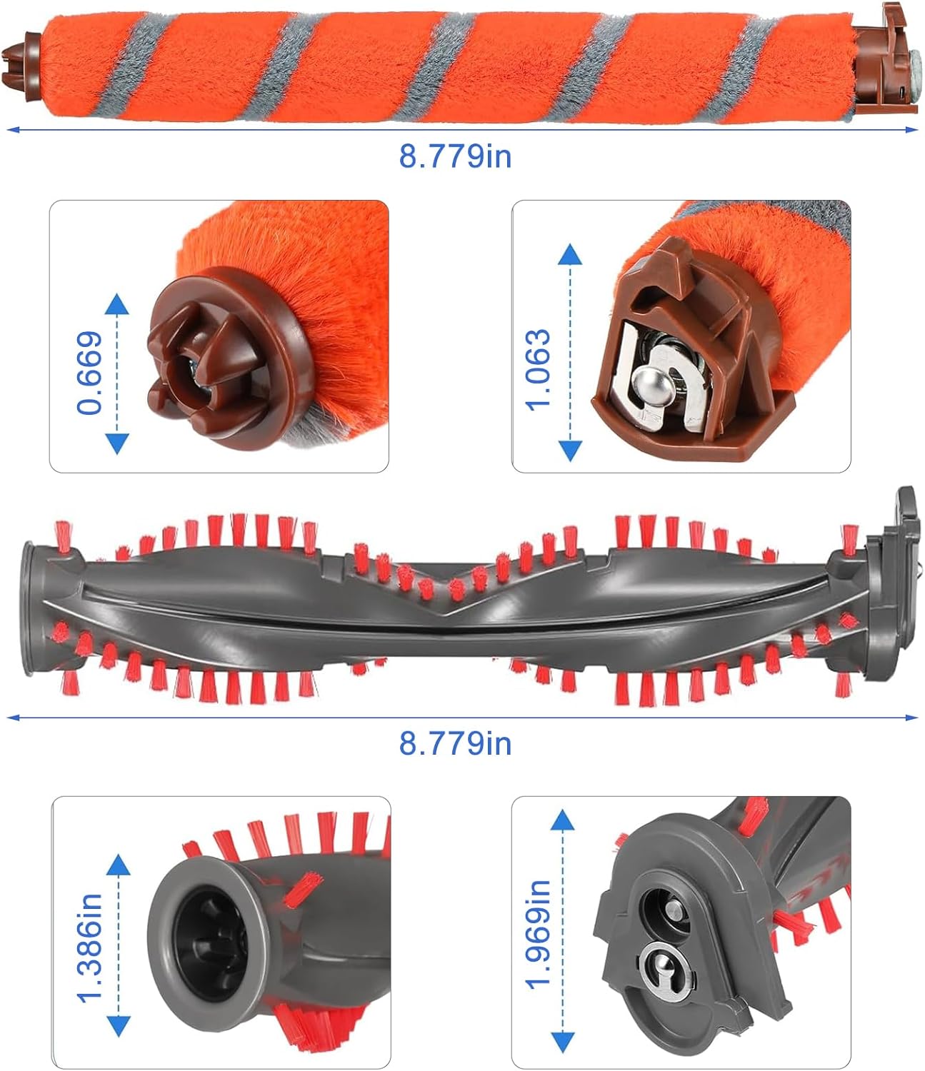 Brush Roll Replacement for Shark DuoClean NV800, NV800W, NV801, NV803, HV380, HV380C, HV380W, HV381, HV381C, HV382, HV382BRN, HV383, HV384Q Vacuum Cleaner Roller Brush - Image 3