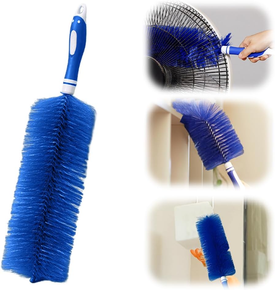 Fan Cleaner Brush, 2025 New Bendable Dusting Brush for Electric and Blind, Reusable Microfiber Dust Collector, Non-disassembly Cleaning (Blue) - Image 1