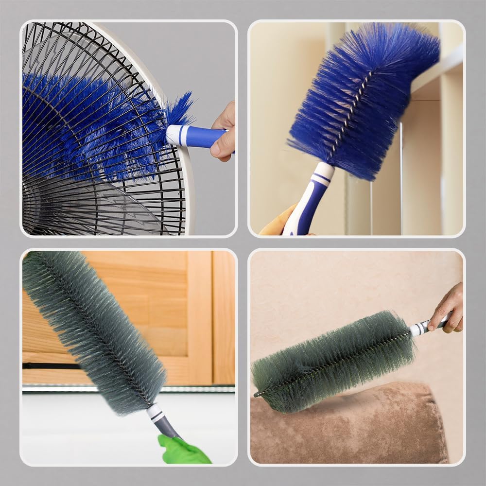 Fan Cleaner Brush, 2025 New Bendable Dusting Brush for Electric and Blind, Reusable Microfiber Dust Collector, Non-disassembly Cleaning (Blue) - Image 3