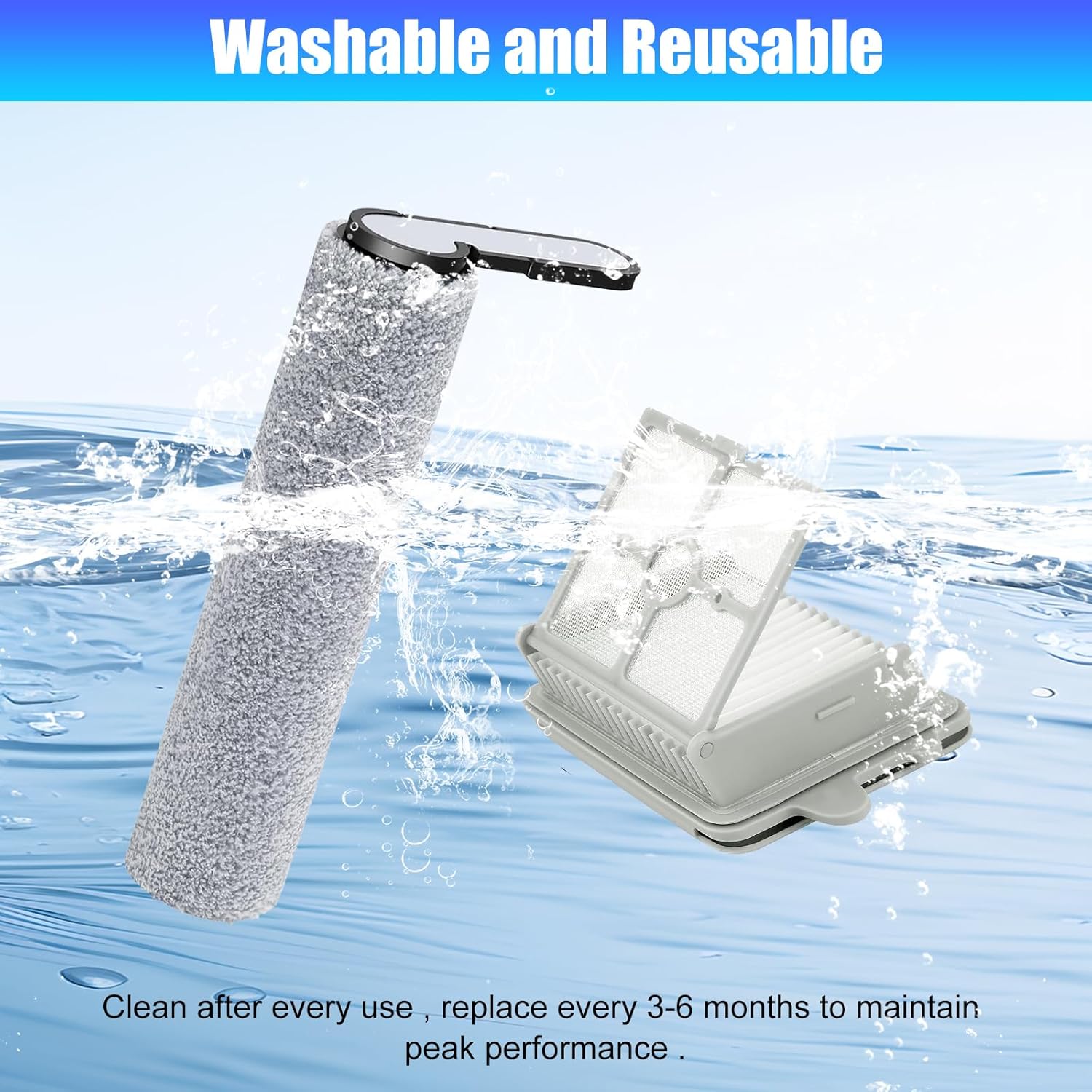 F25 Series Roller Brushes and HEPA Filters Compatible with Roborock F25, F25 ACE, F25 ALT, F25 LT, F25 RT, F25 GT Wet Dry Vacuum Cleaner-6 Pack - Image 5