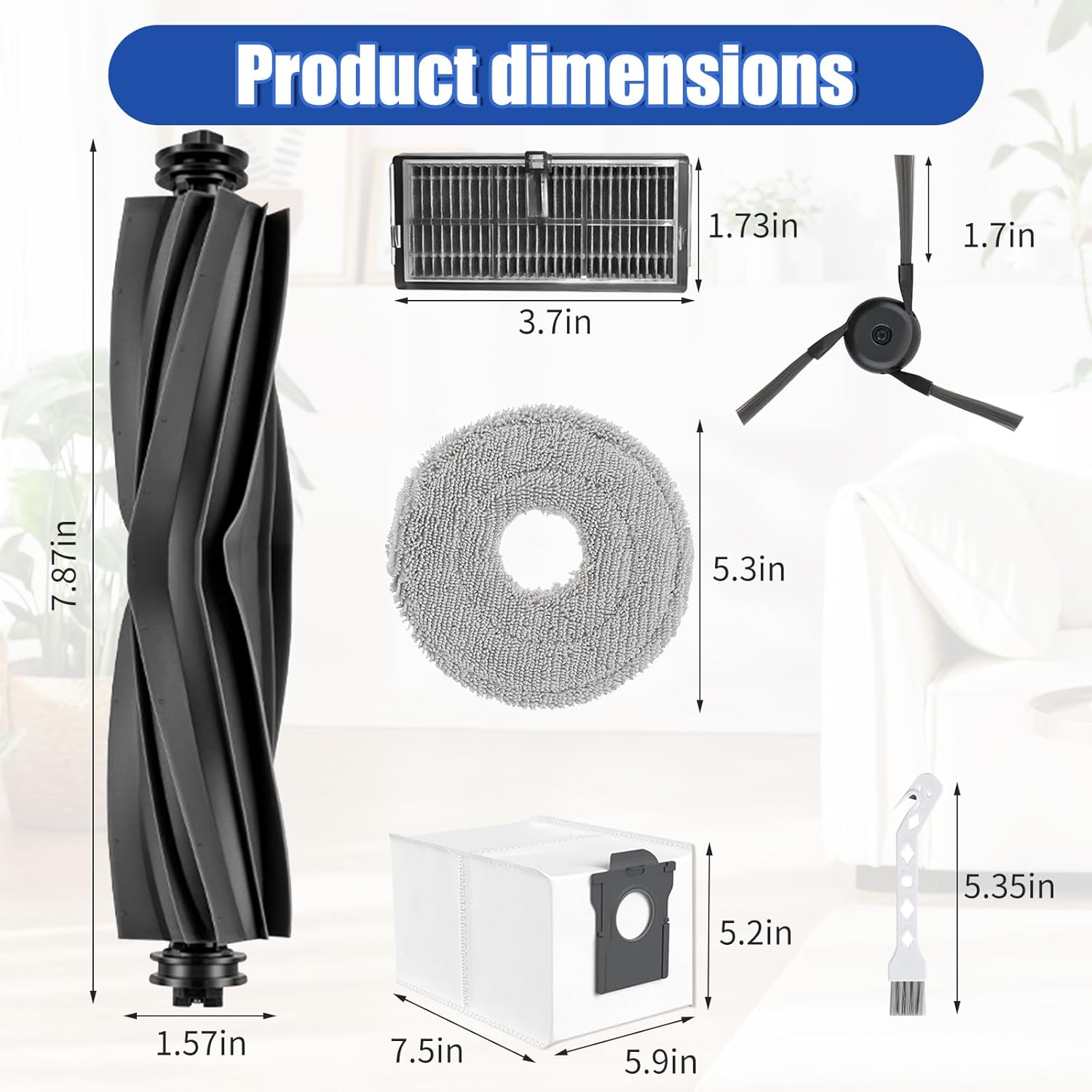 X40 Ultra Accessories Kit for Dreame L40 Ultra,X40 Master& MOVA P10/P50 Pro Ultra Replacement Parts-1 Roller Brushes,4 Mop Pads,4 Dust Bags,4 Filters,4 Side Brushes,1 Clean Tools,1 Screwdriver -19Pack - Image 8