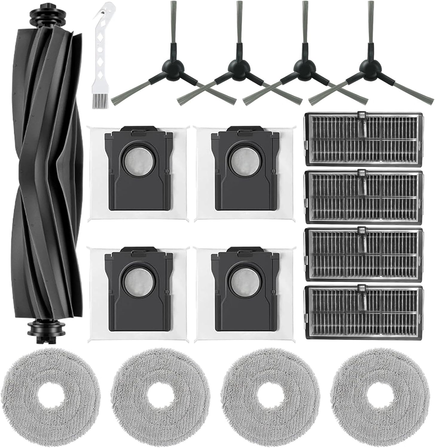 Replacement Parts Kits for Dreame L10s Ultra Gen 2/ L10s Pro Ultra Heat/ X30 Ultra/Mova E30 Ultra Vacuum Cleaners 1 Brush Roll 4 Side Brushes 4 Mops 4 Filters 4 Dust Bags with Cleaning Tool Brush - Image 1