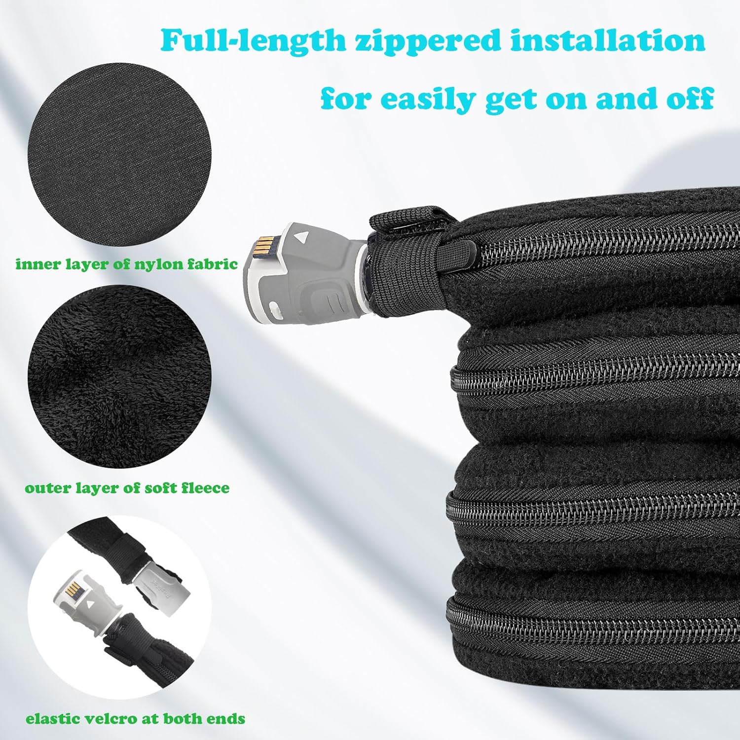 iGuerburn 6ft 4in CPAP Hose Cover for ResMed Airsense 11 & 10 ClimateLineAir Heated Tubing, Full-Length Zipper CPAP Tube Cover Sleeve Reduces Condensation & Noise, Cat Proof - Image 5