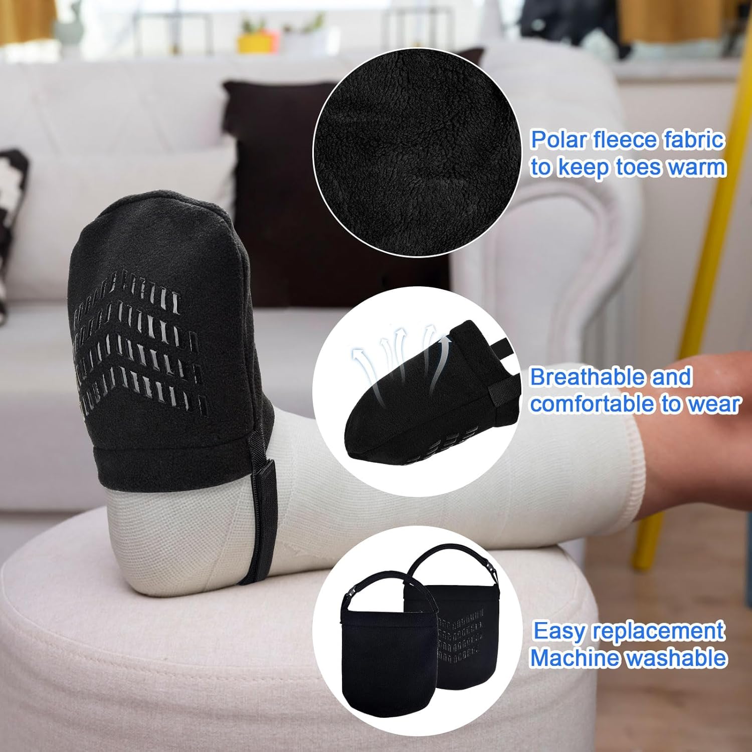 iGuerburn 2Pcs Cast Sock Cover for Foot, Non-slip Cast Toe Cover Keep Toe Clean & Warm, Foot Surgery Recovery Supplies Cast Cover Protector for Women Men Adults - Image 5